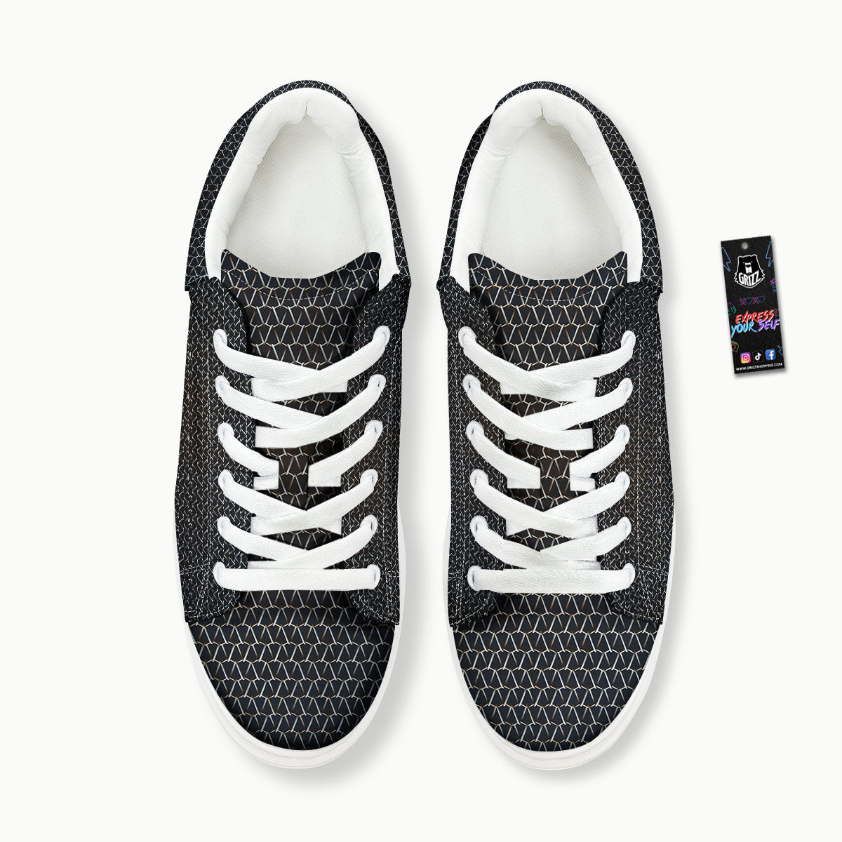 Chainmail Metal Print Pattern Platform Shoes-grizzshop