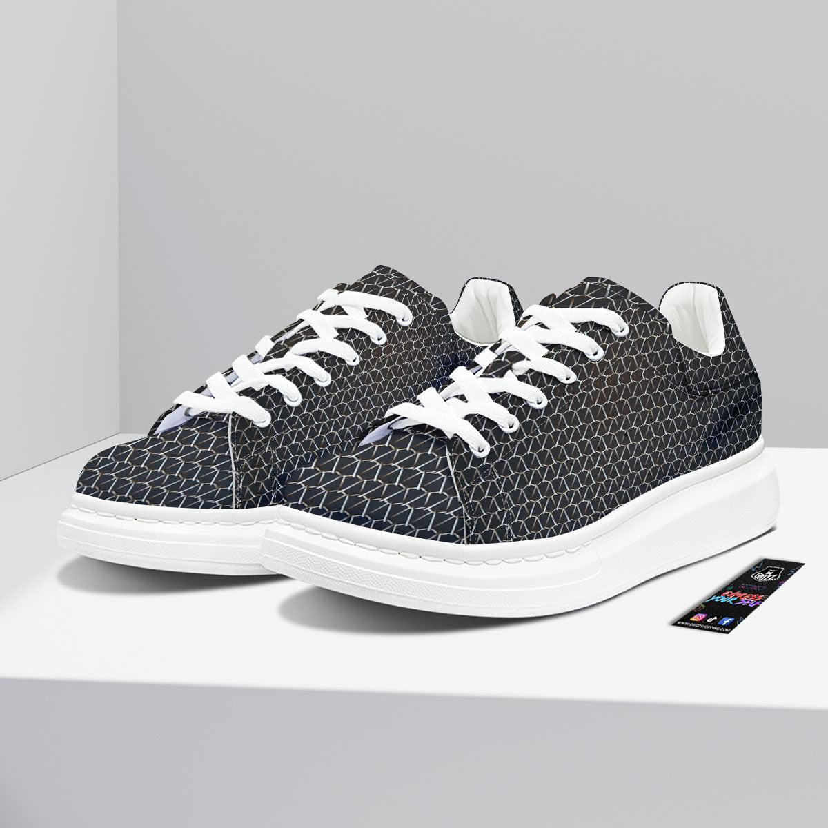 Chainmail Metal Print Pattern Platform Shoes-grizzshop