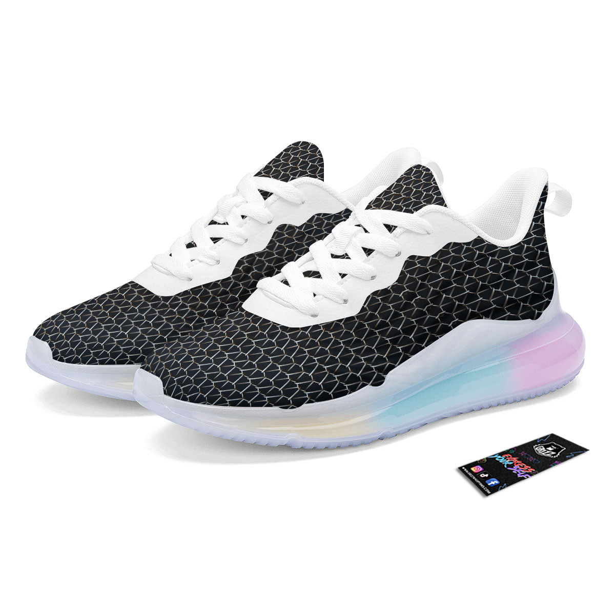 Chainmail Metal Print Pattern Running Sneakers-grizzshop