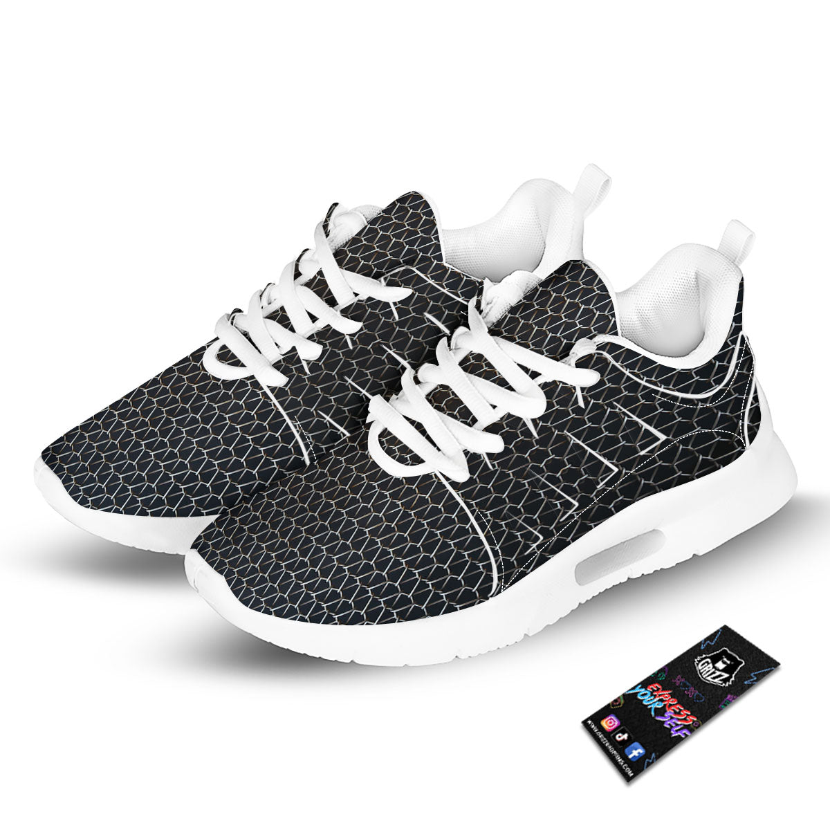 Chainmail Metal Print Pattern Tennis Shoes-grizzshop