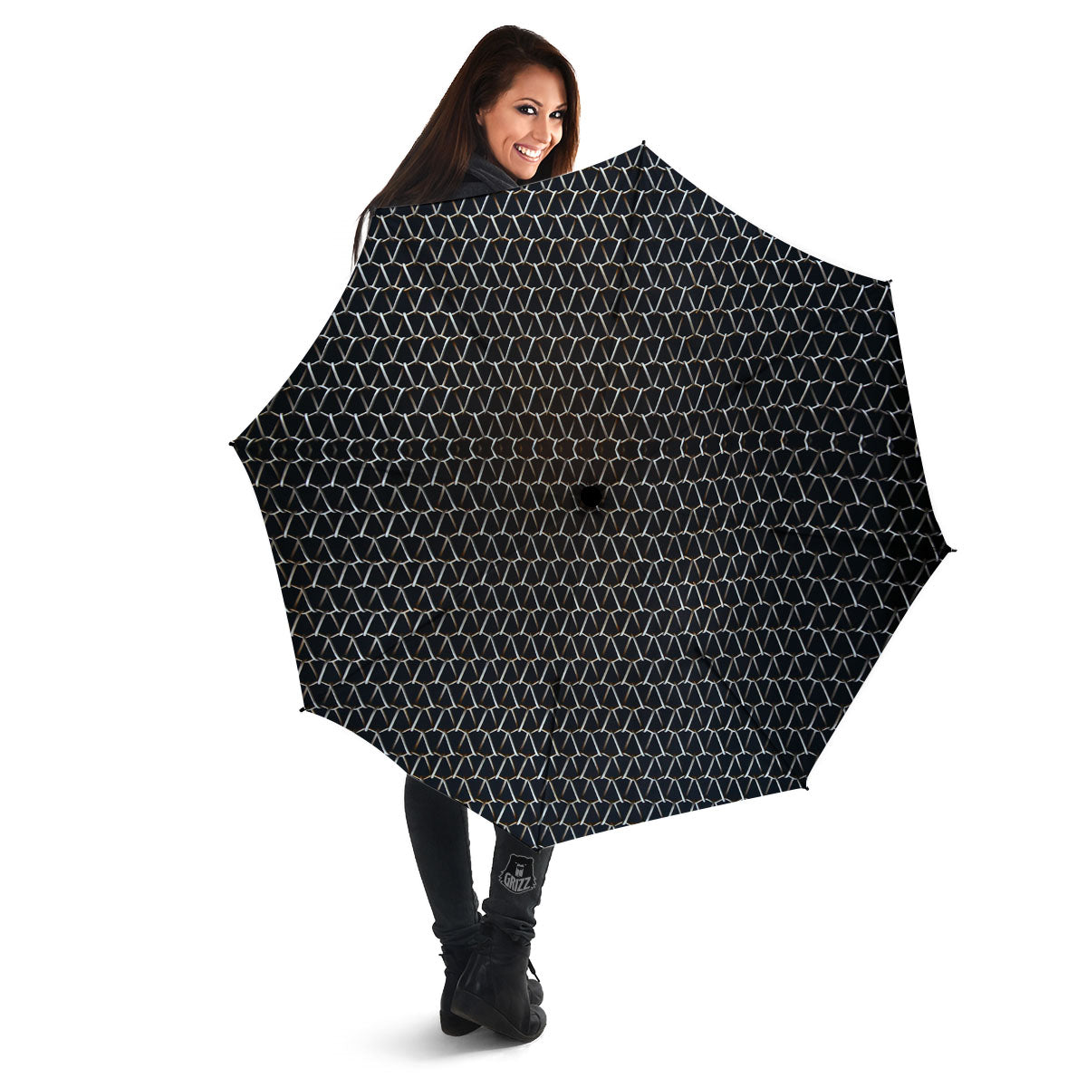 Chainmail Metal Print Pattern Umbrella-grizzshop