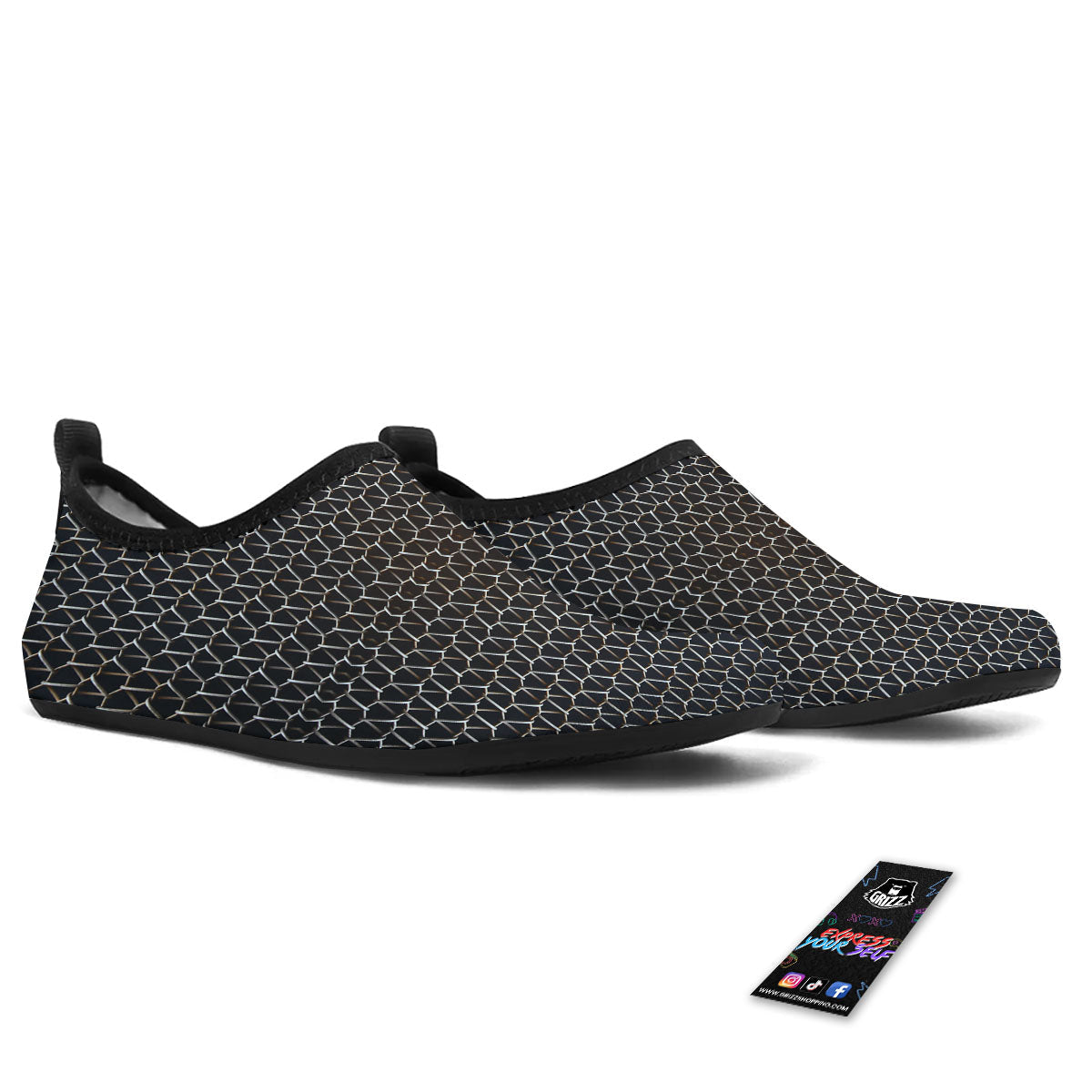 Chainmail Metal Print Pattern Water Shoes-grizzshop