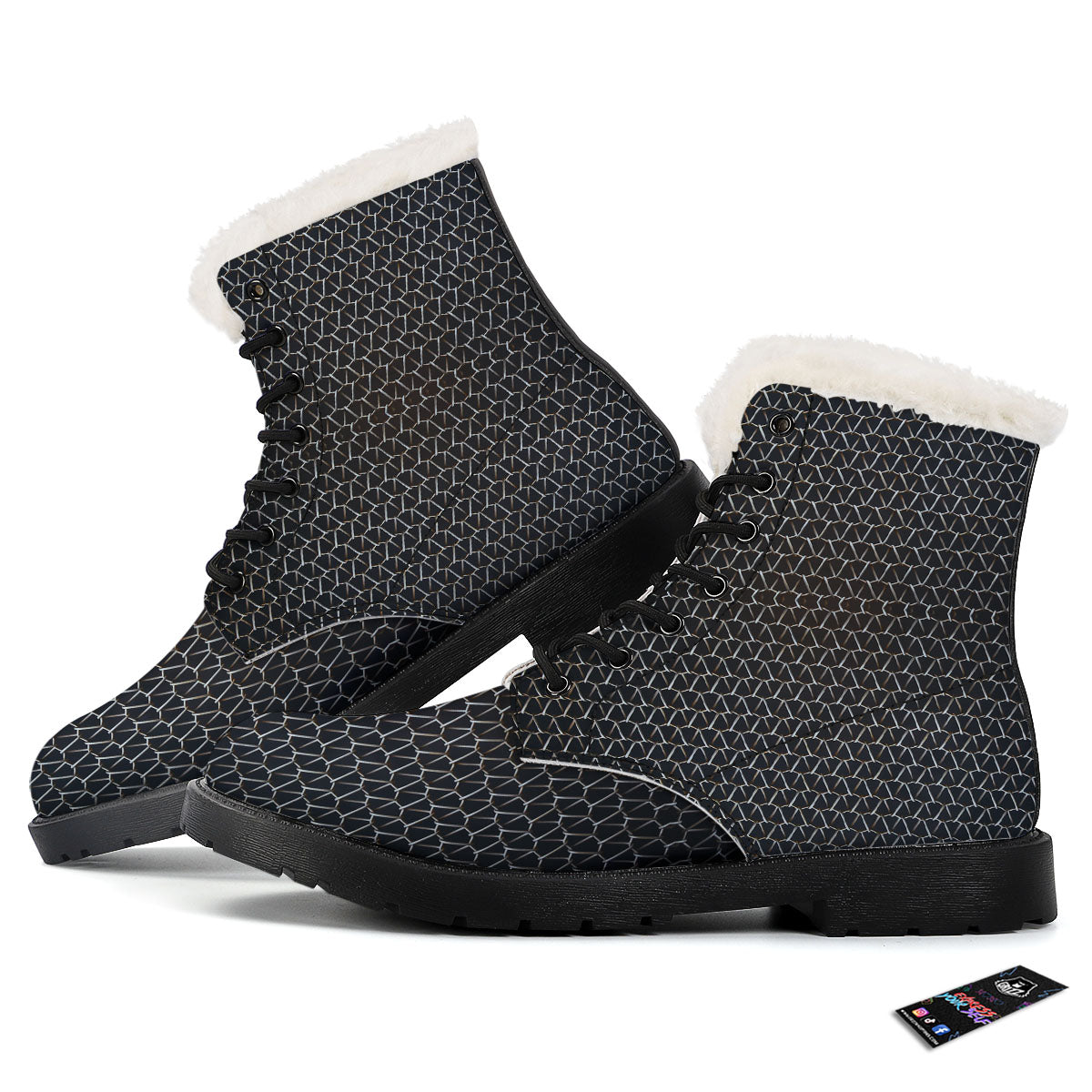 Chainmail Metal Print Pattern Winter Boots-grizzshop