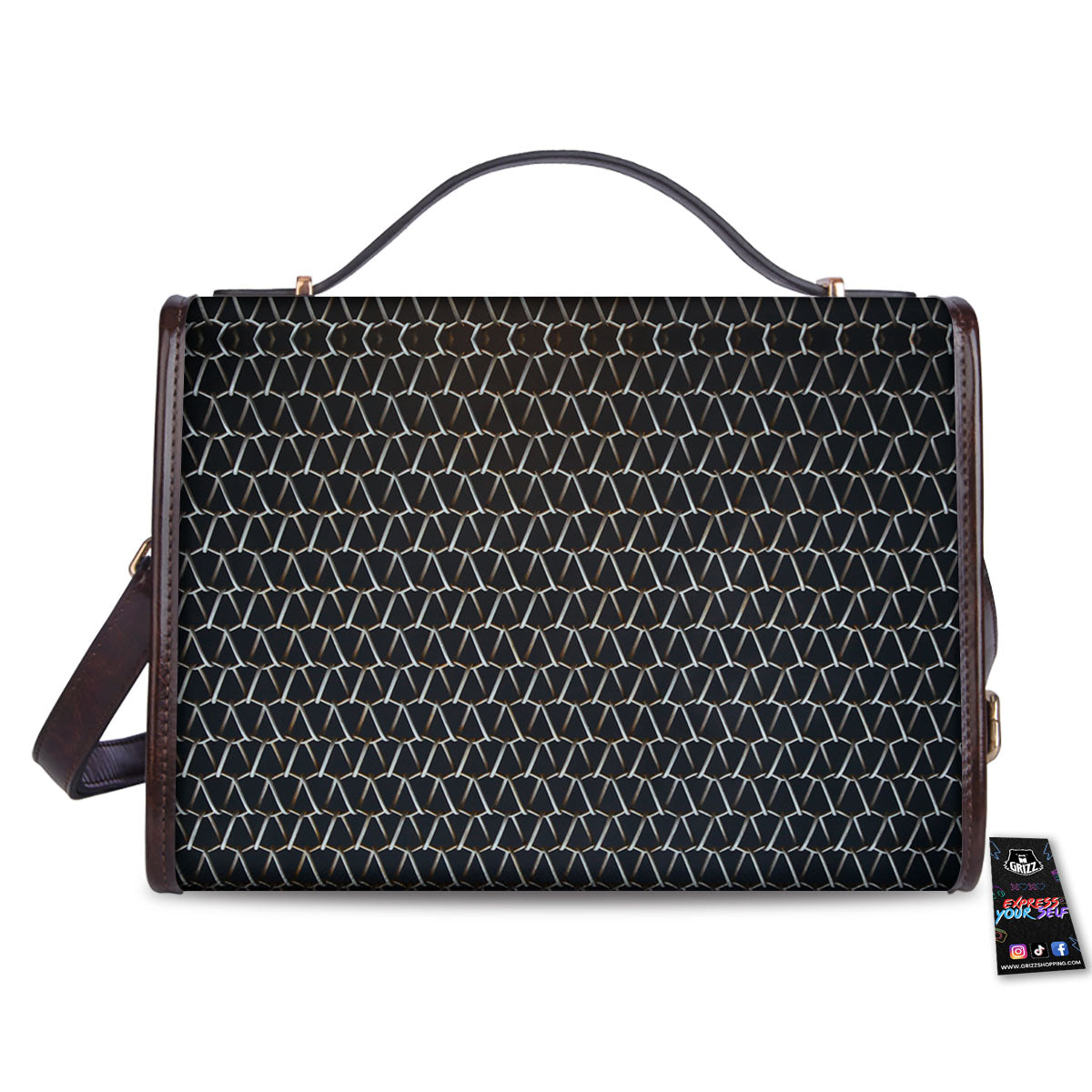 Chainmail Metal Print Pattern Women's Satchel Bag-grizzshop