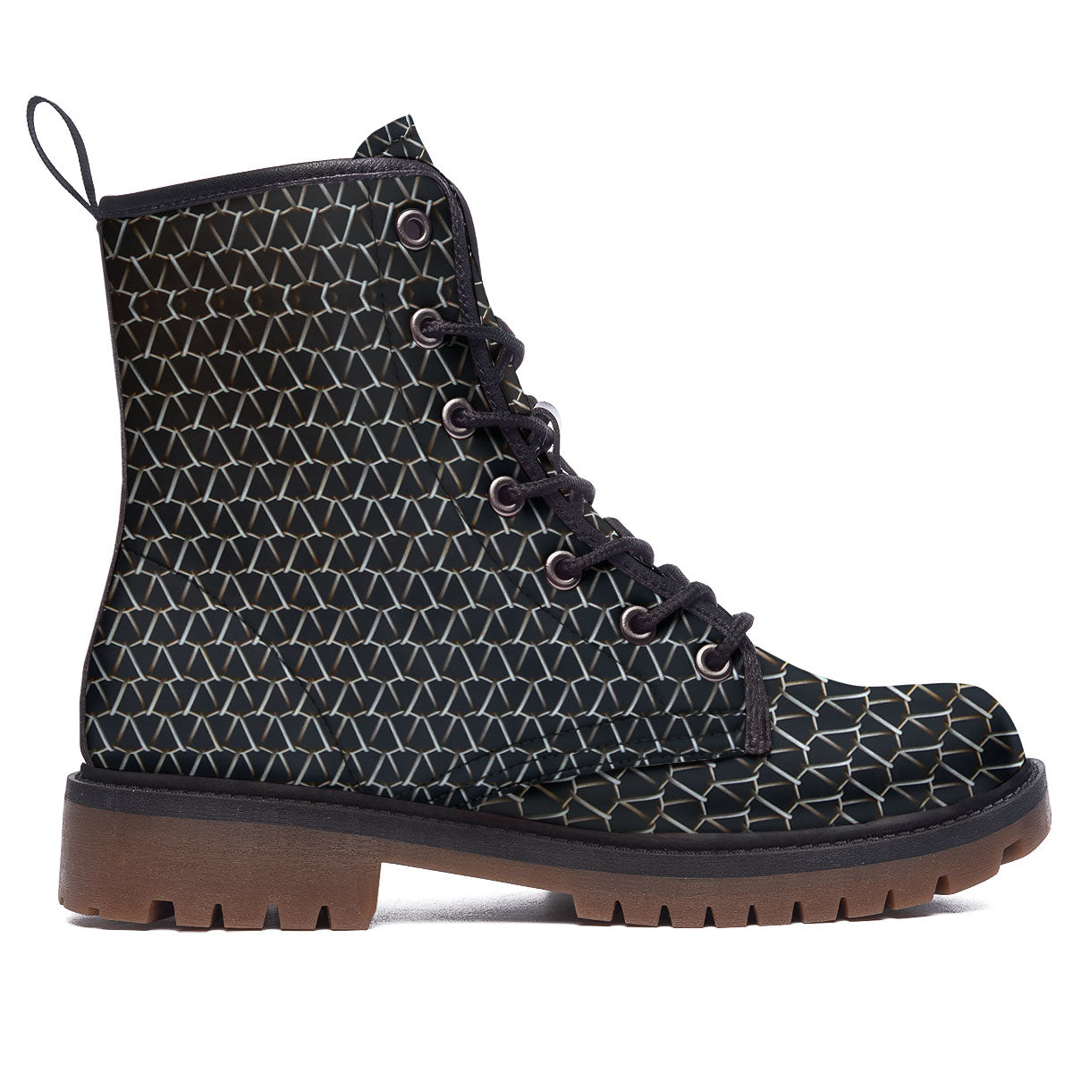 Chainmail Metal Print Pattern Work Boots-grizzshop