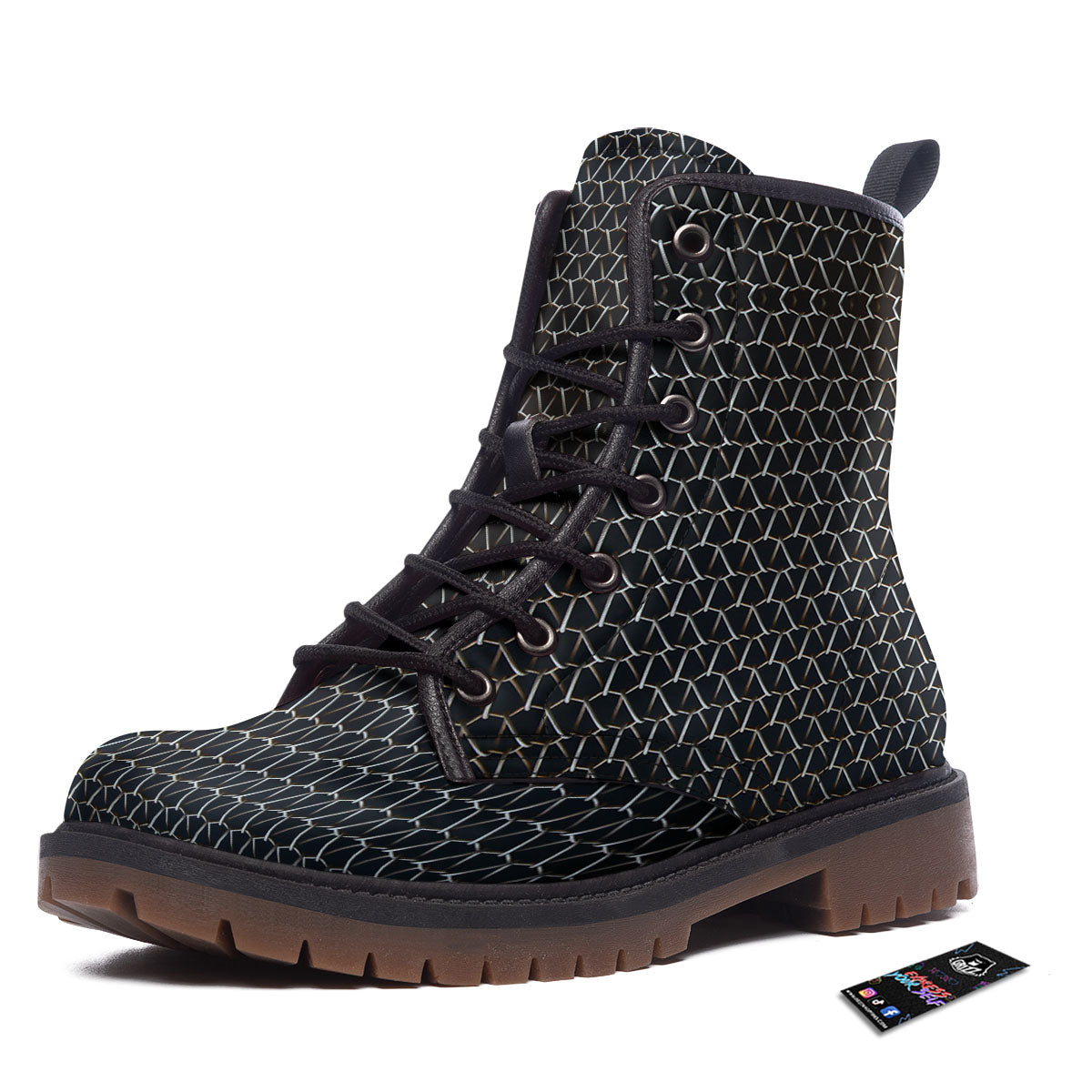 Chainmail Metal Print Pattern Work Boots-grizzshop