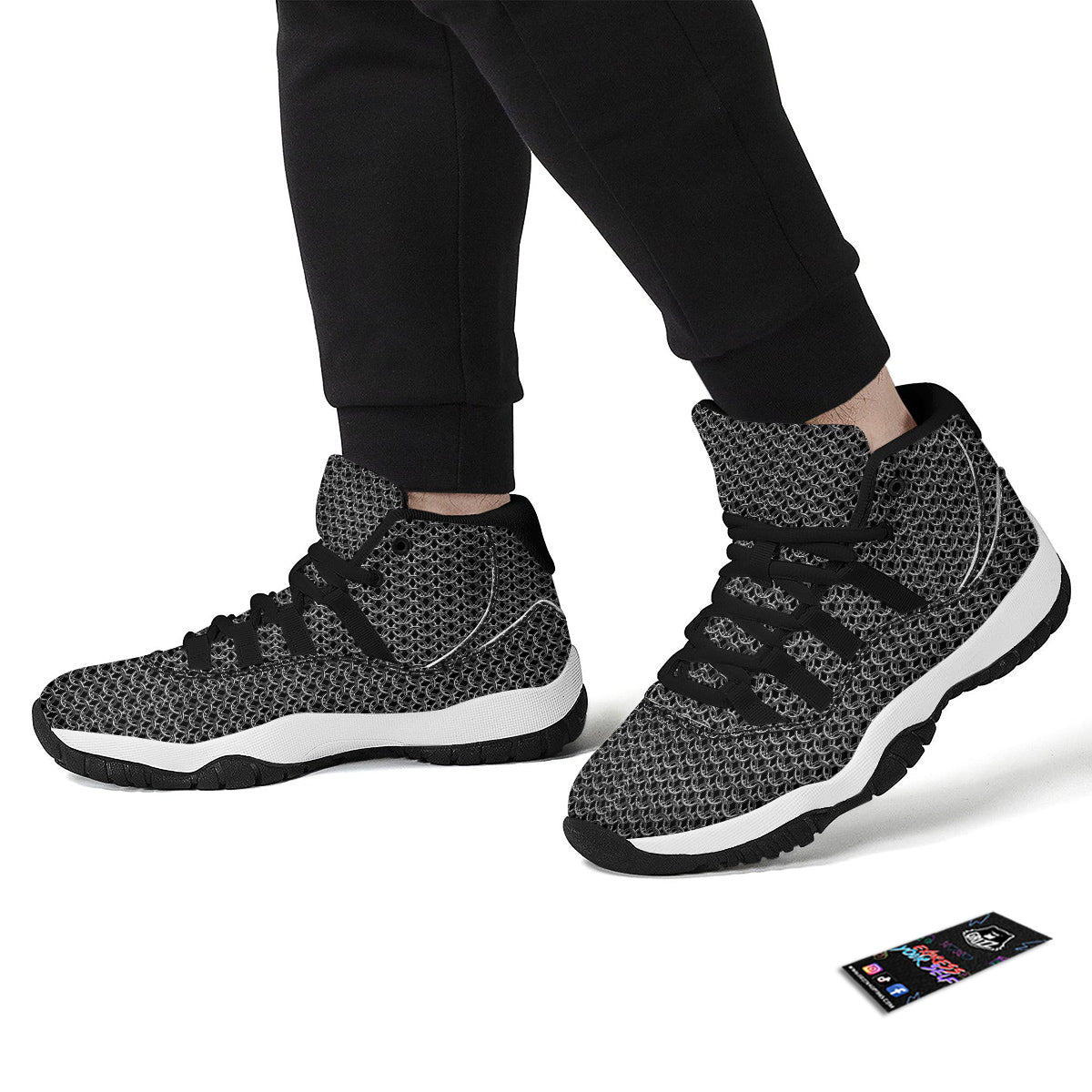 Chainmail Ring Print Black Bball Shoes-grizzshop