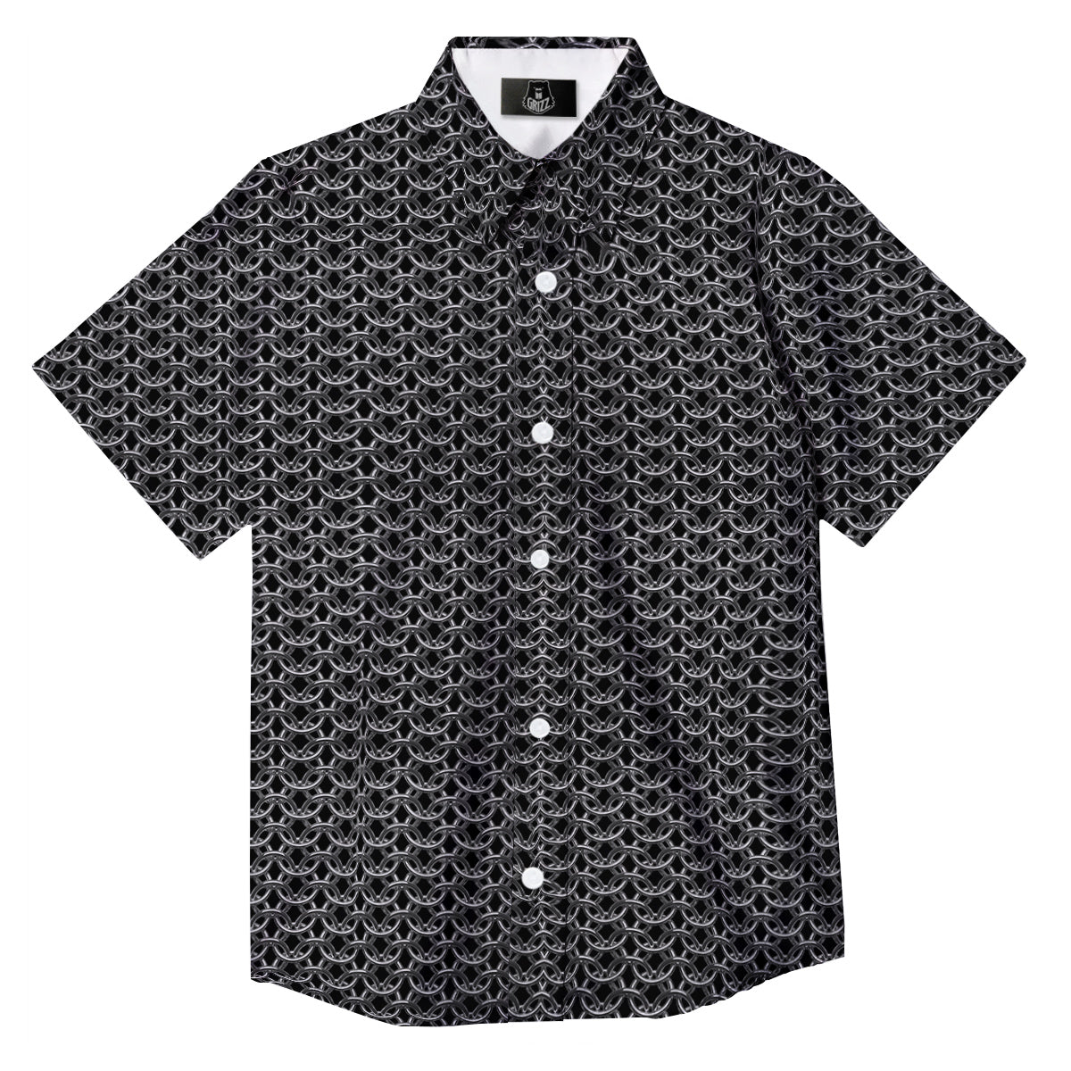 Chainmail Ring Print Button Up Shirt-grizzshop