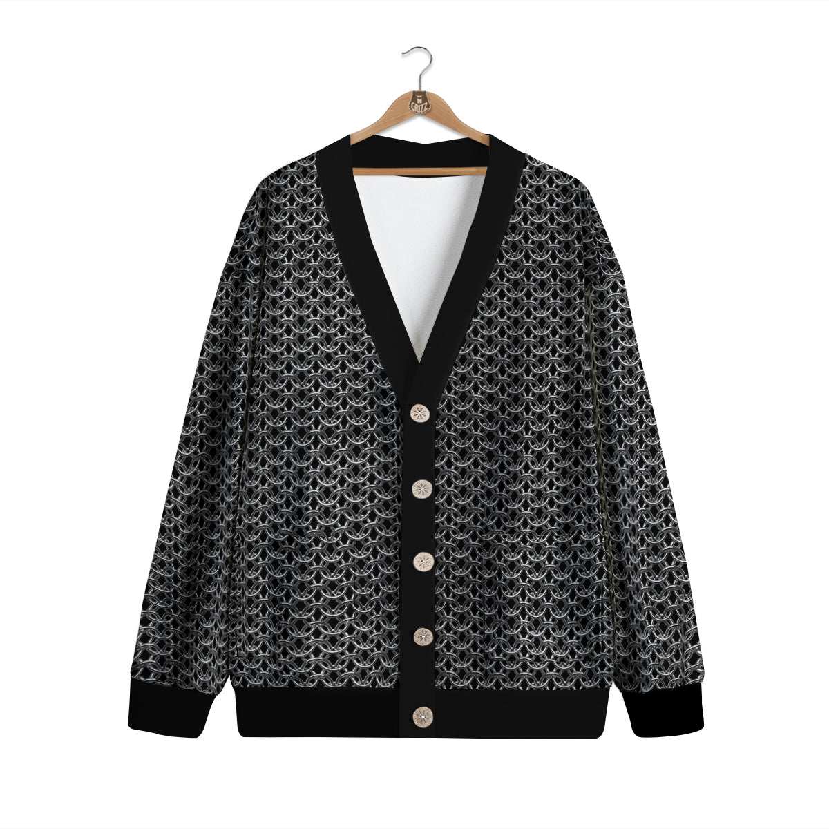 Chainmail Ring Print Cardigan-grizzshop