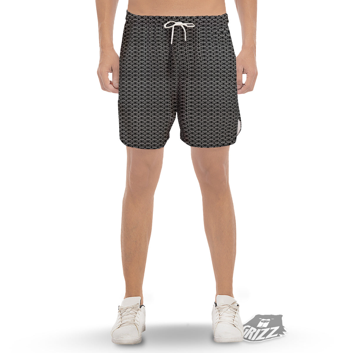 Chainmail Ring Print Men's Gym Shorts-grizzshop