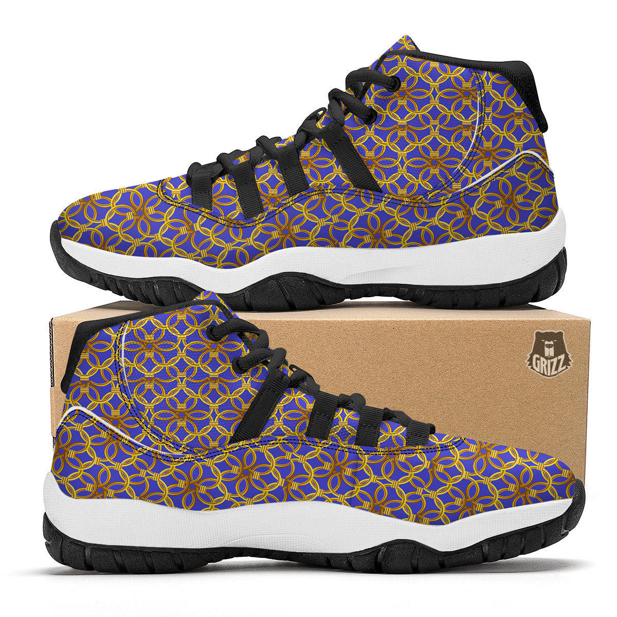 Chainmail Ring Print Pattern Black Bball Shoes-grizzshop