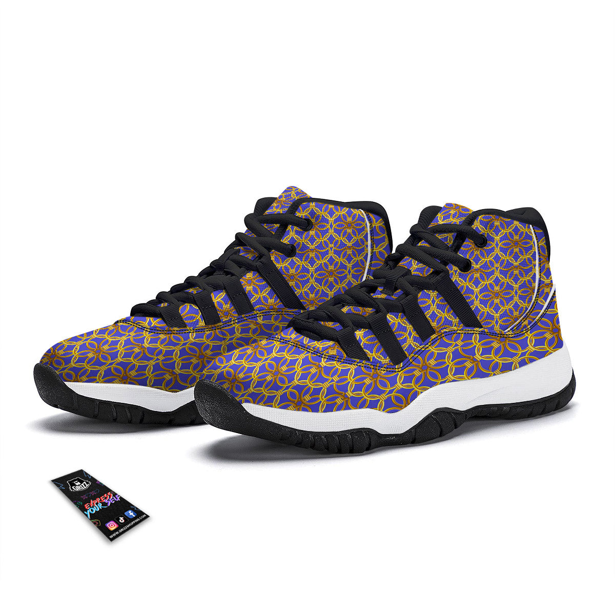 Chainmail Ring Print Pattern Black Bball Shoes-grizzshop