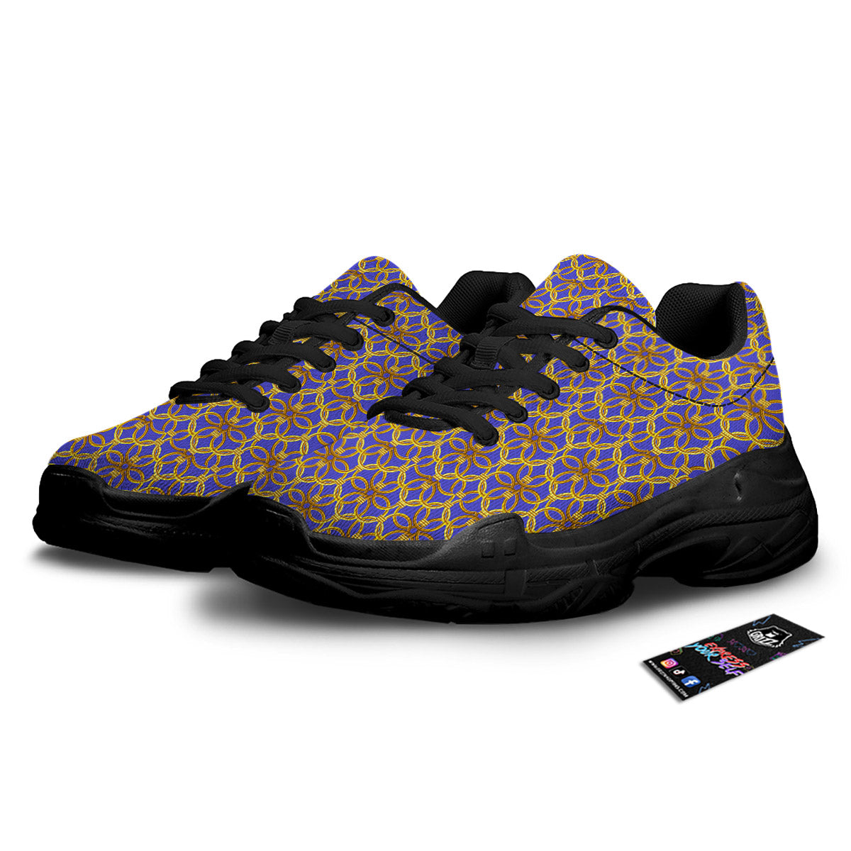 Chainmail Ring Print Pattern Black Chunky Shoes-grizzshop
