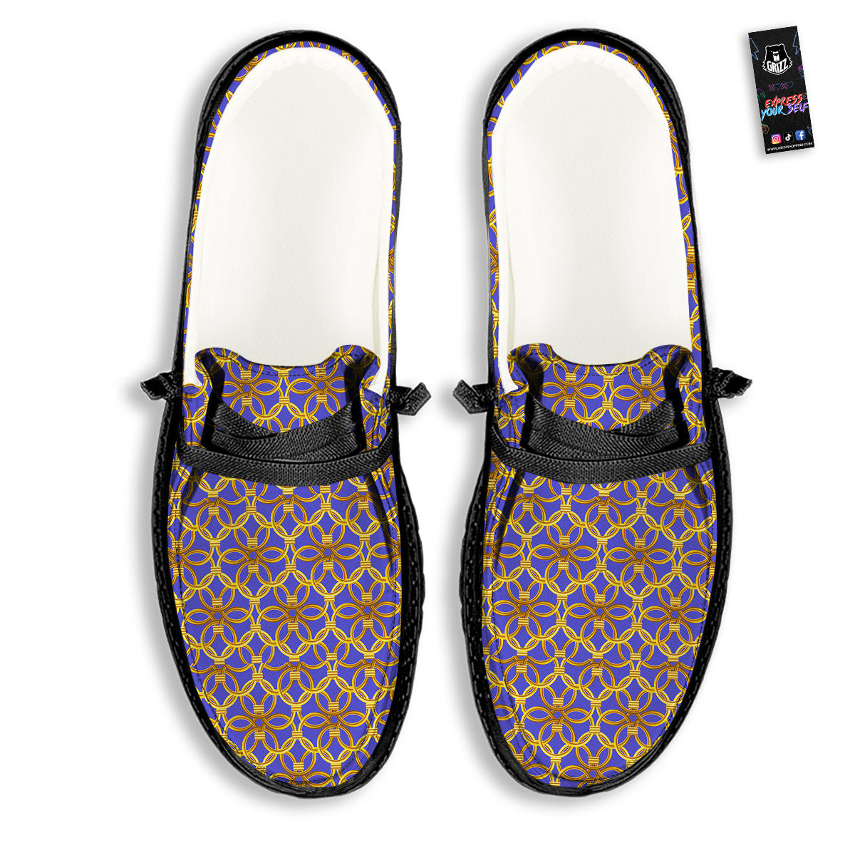 Chainmail Ring Print Pattern Black Loafers-grizzshop