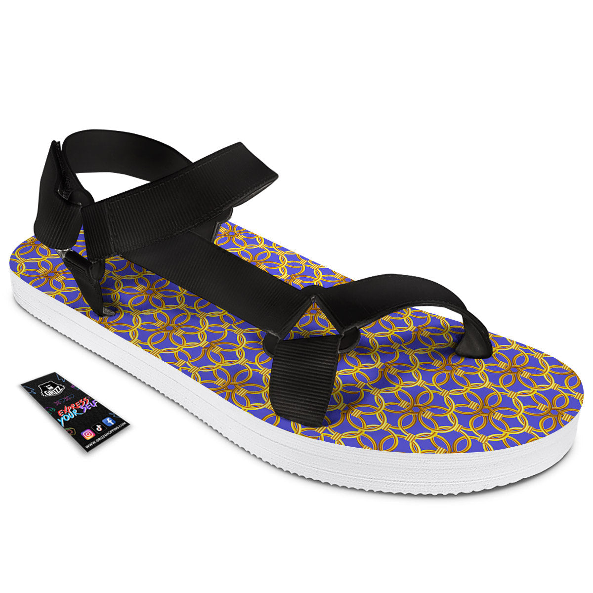 Chainmail Ring Print Pattern Black Open Toe Sandals-grizzshop