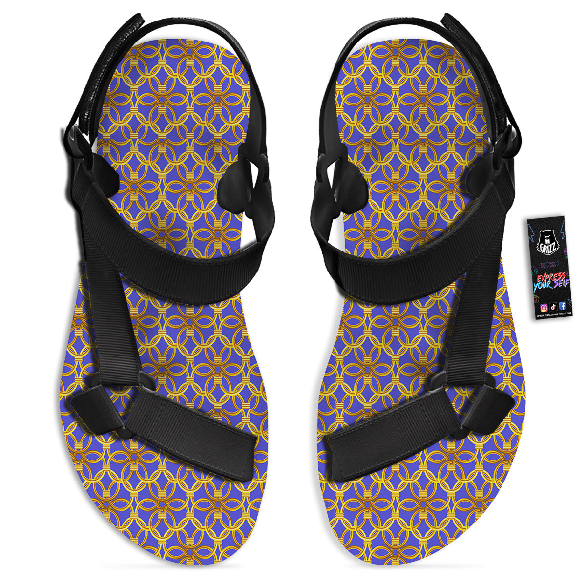Chainmail Ring Print Pattern Black Open Toe Sandals-grizzshop