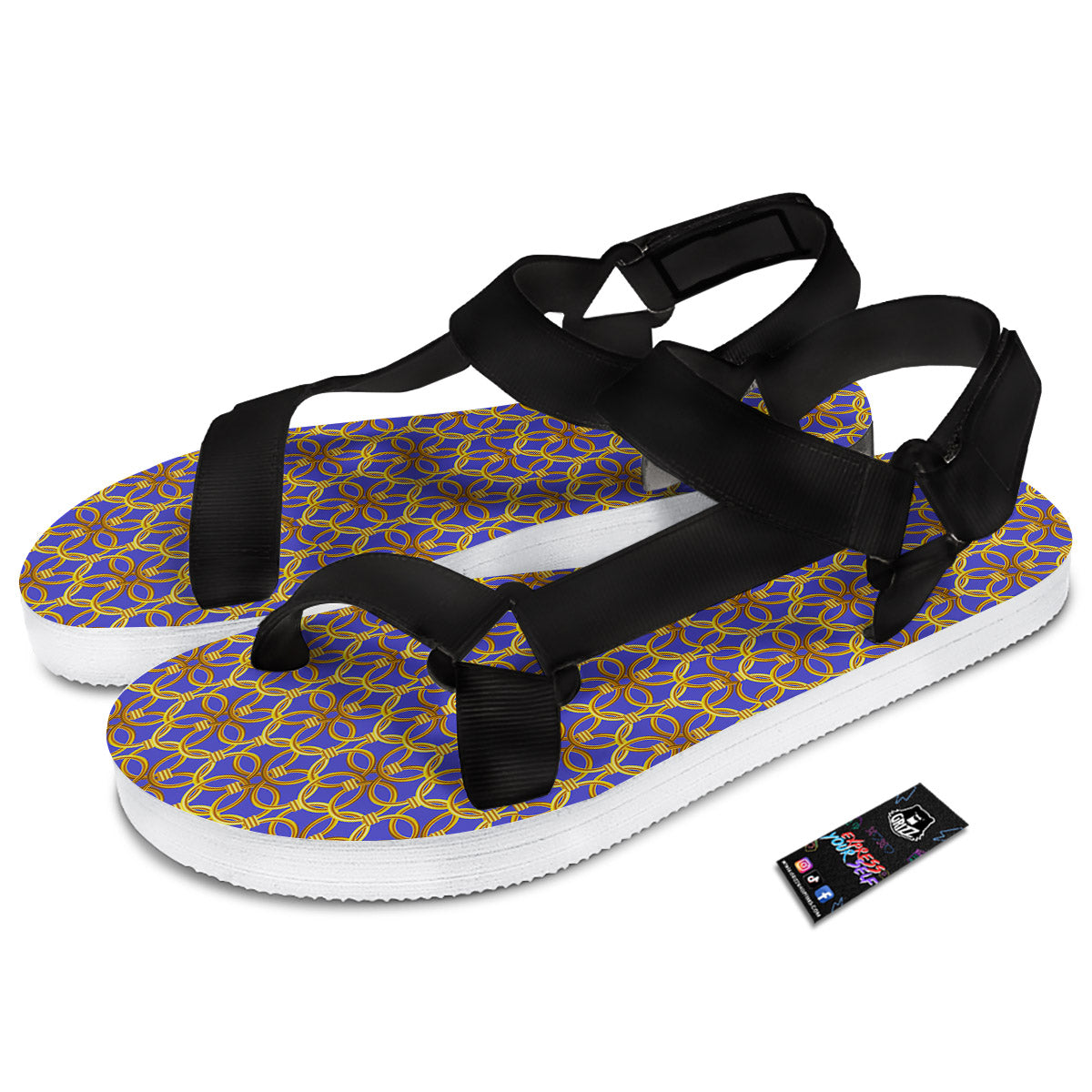 Chainmail Ring Print Pattern Black Open Toe Sandals-grizzshop