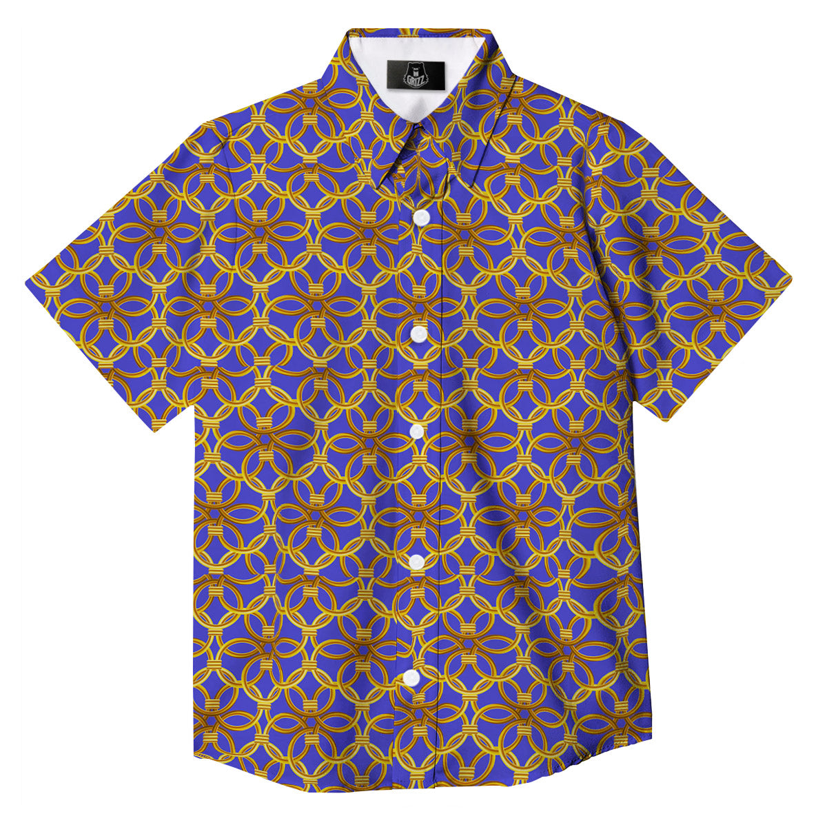 Chainmail Ring Print Pattern Button Up Shirt-grizzshop