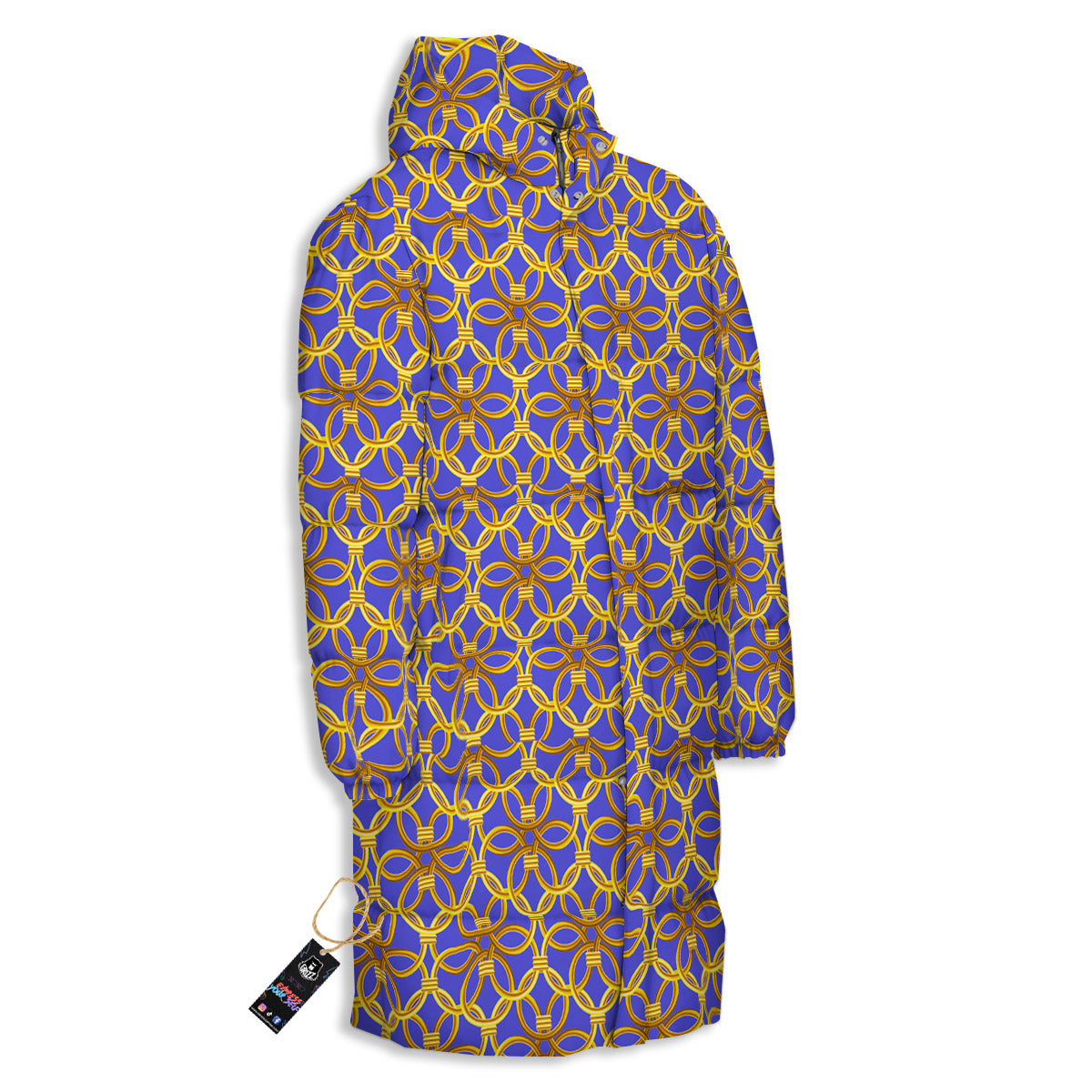 Chainmail Ring Print Pattern Long Down Jacket-grizzshop