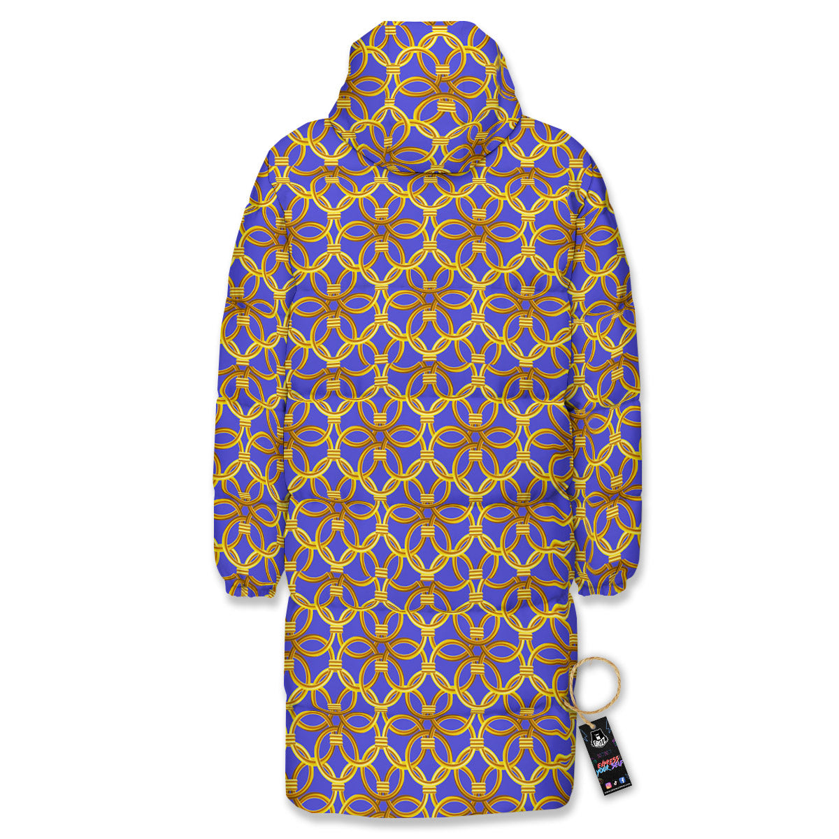 Chainmail Ring Print Pattern Long Down Jacket-grizzshop