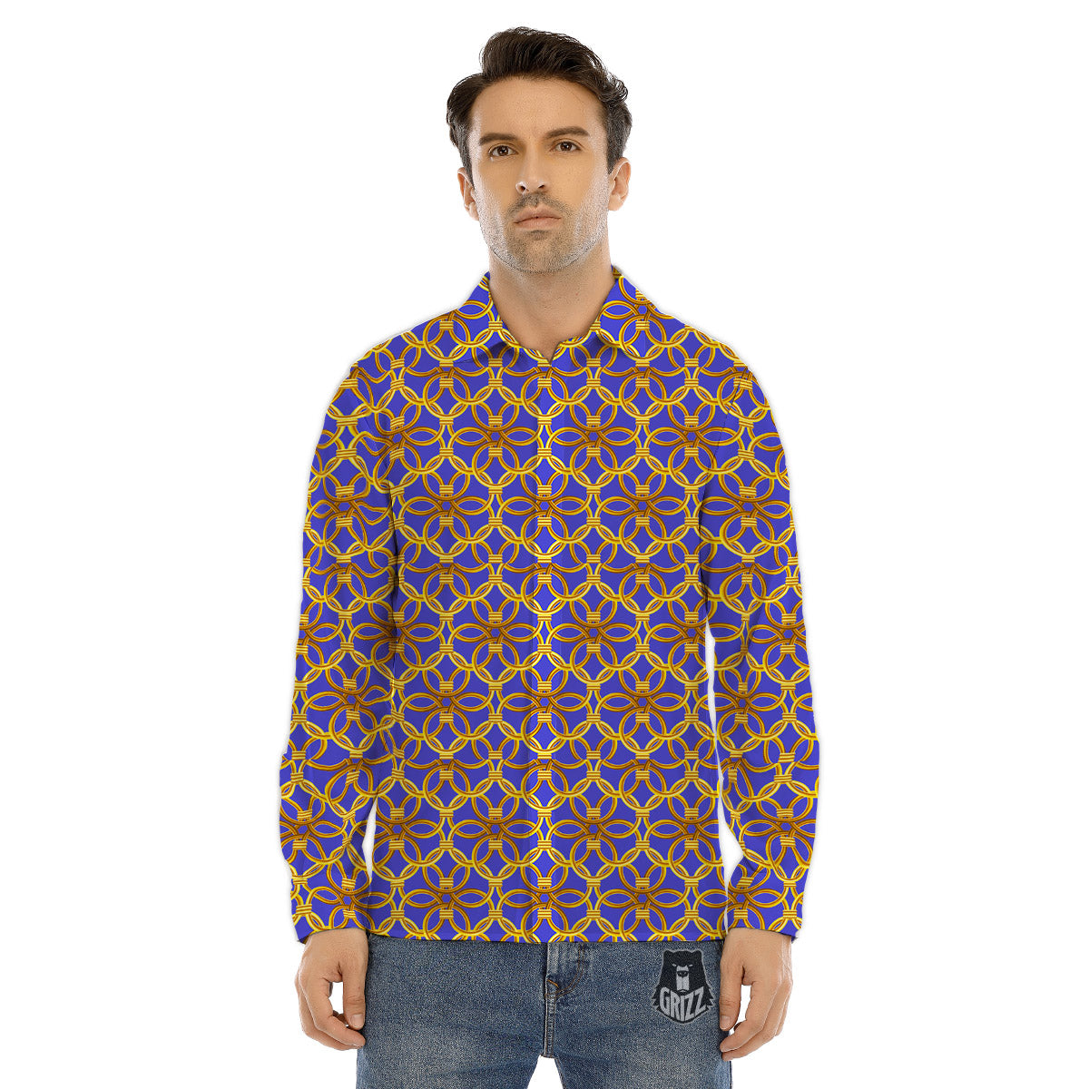 Chainmail Ring Print Pattern Men's Dress Shirts-grizzshop