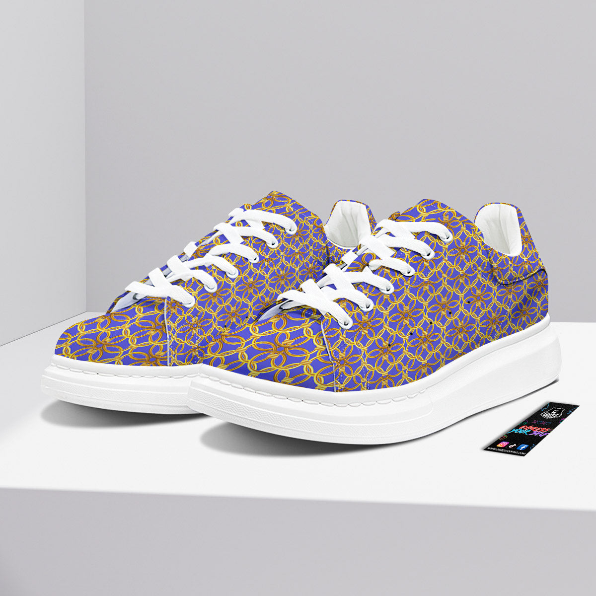 Chainmail Ring Print Pattern Platform Shoes-grizzshop