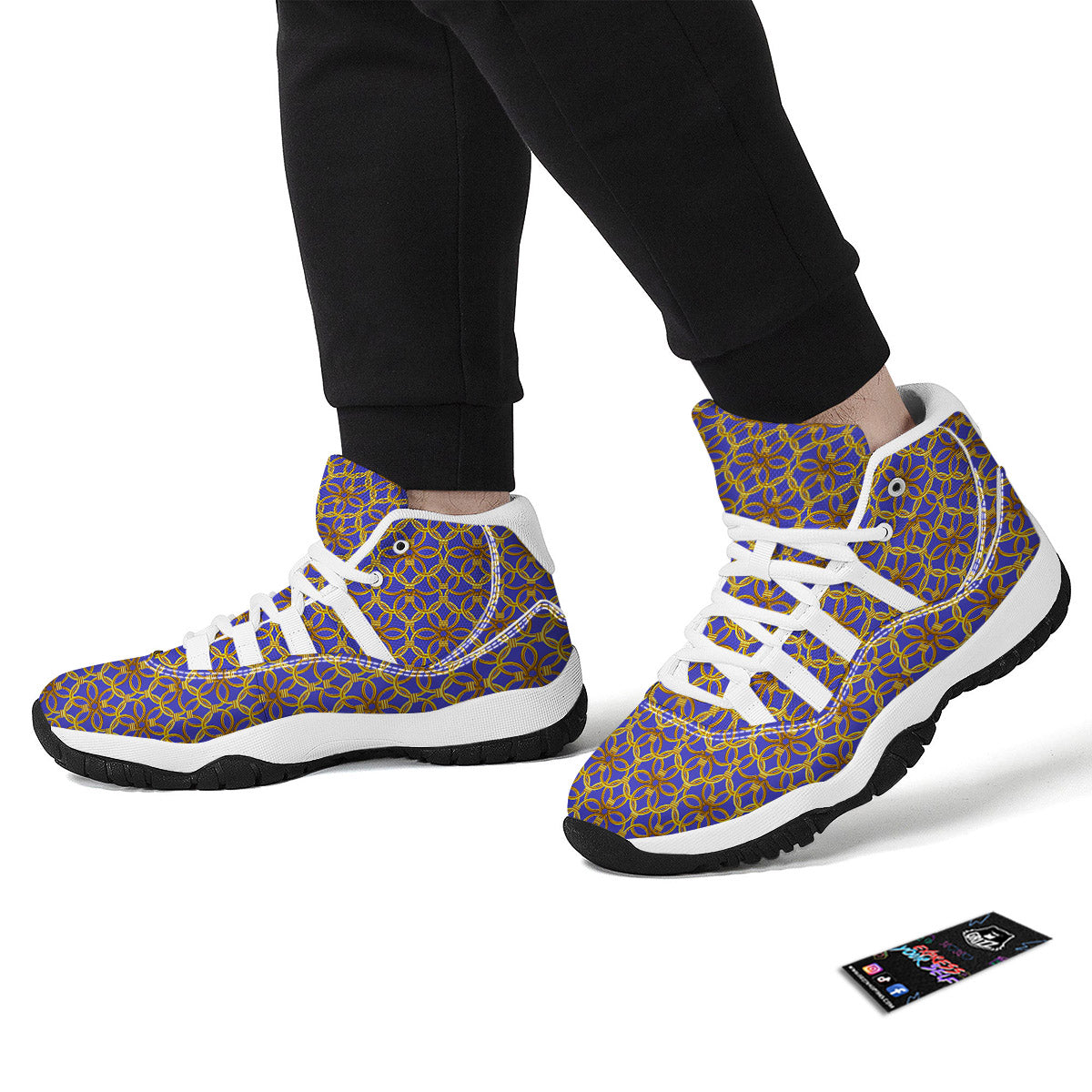 Chainmail Ring Print Pattern White Bball Shoes-grizzshop