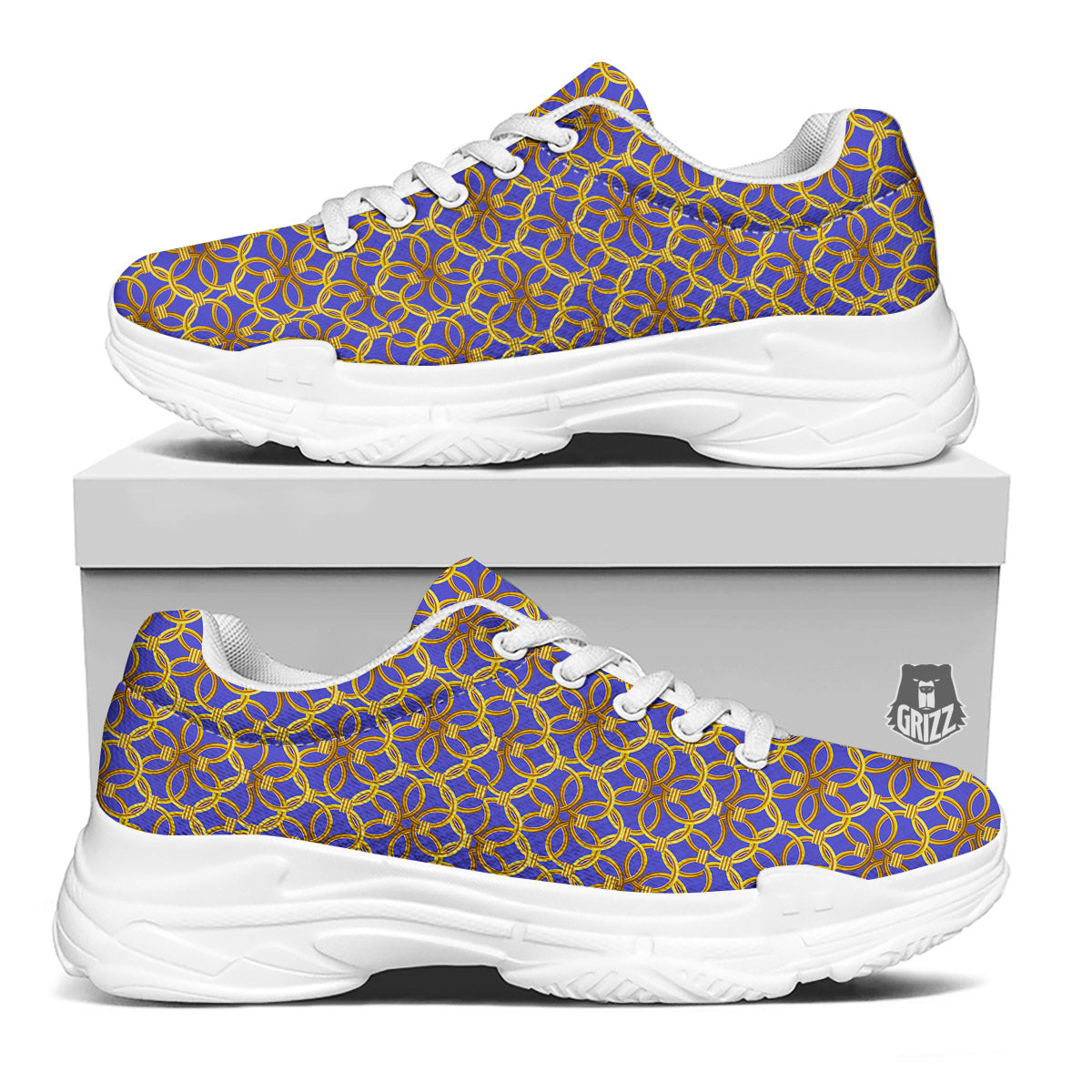 Chainmail Ring Print Pattern White Chunky Shoes-grizzshop