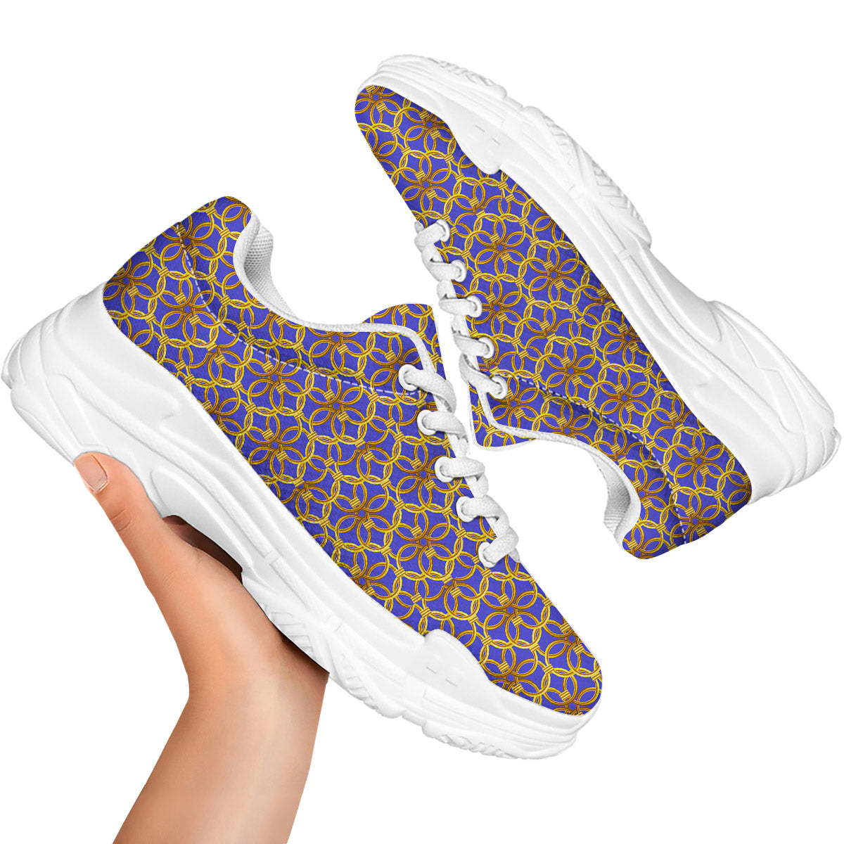 Chainmail Ring Print Pattern White Chunky Shoes-grizzshop