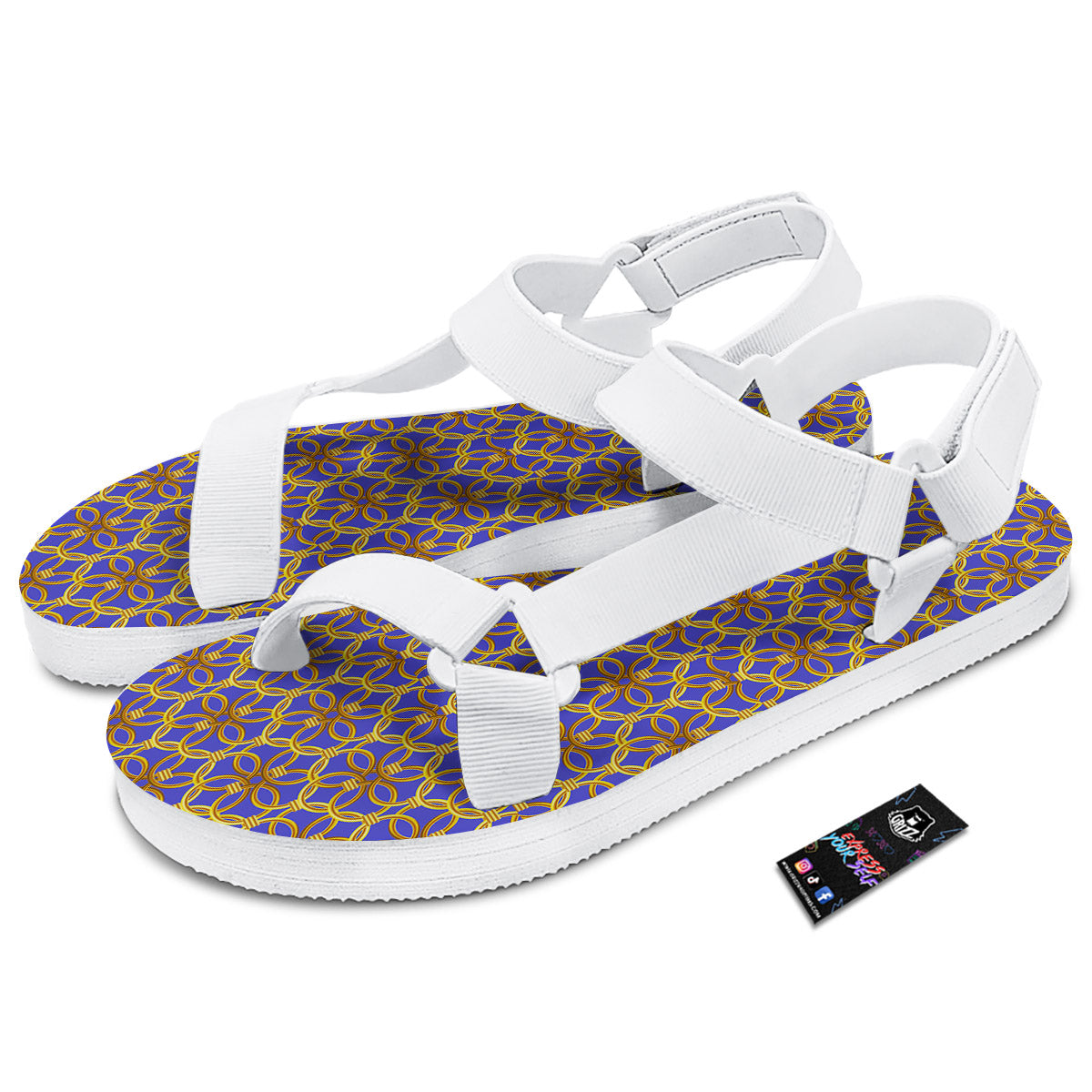 Chainmail Ring Print Pattern White Open Toe Sandals-grizzshop