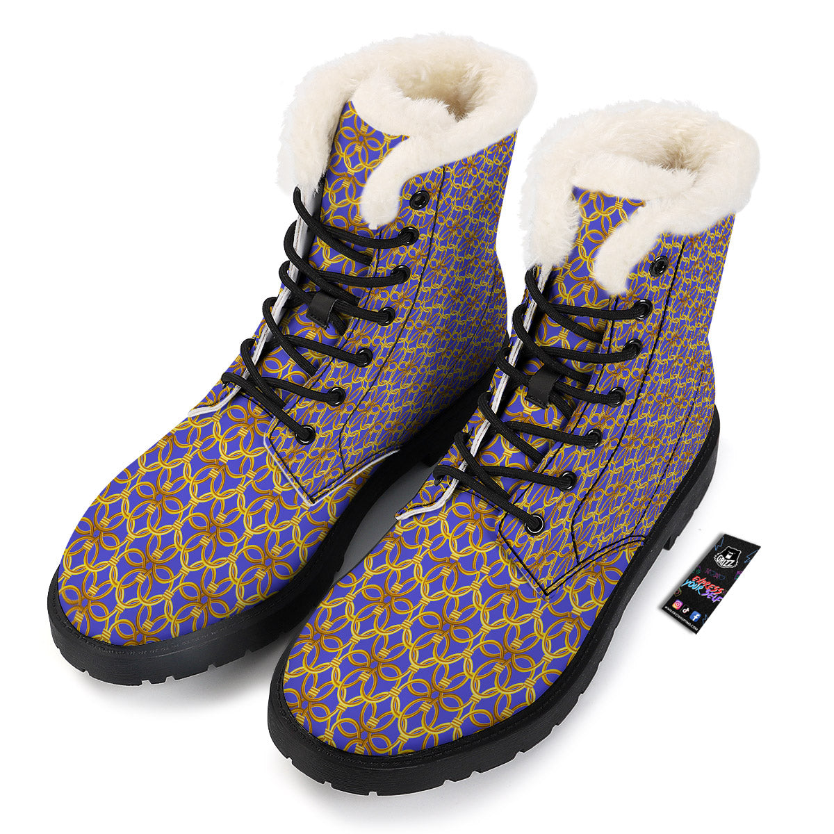 Chainmail Ring Print Pattern Winter Boots-grizzshop