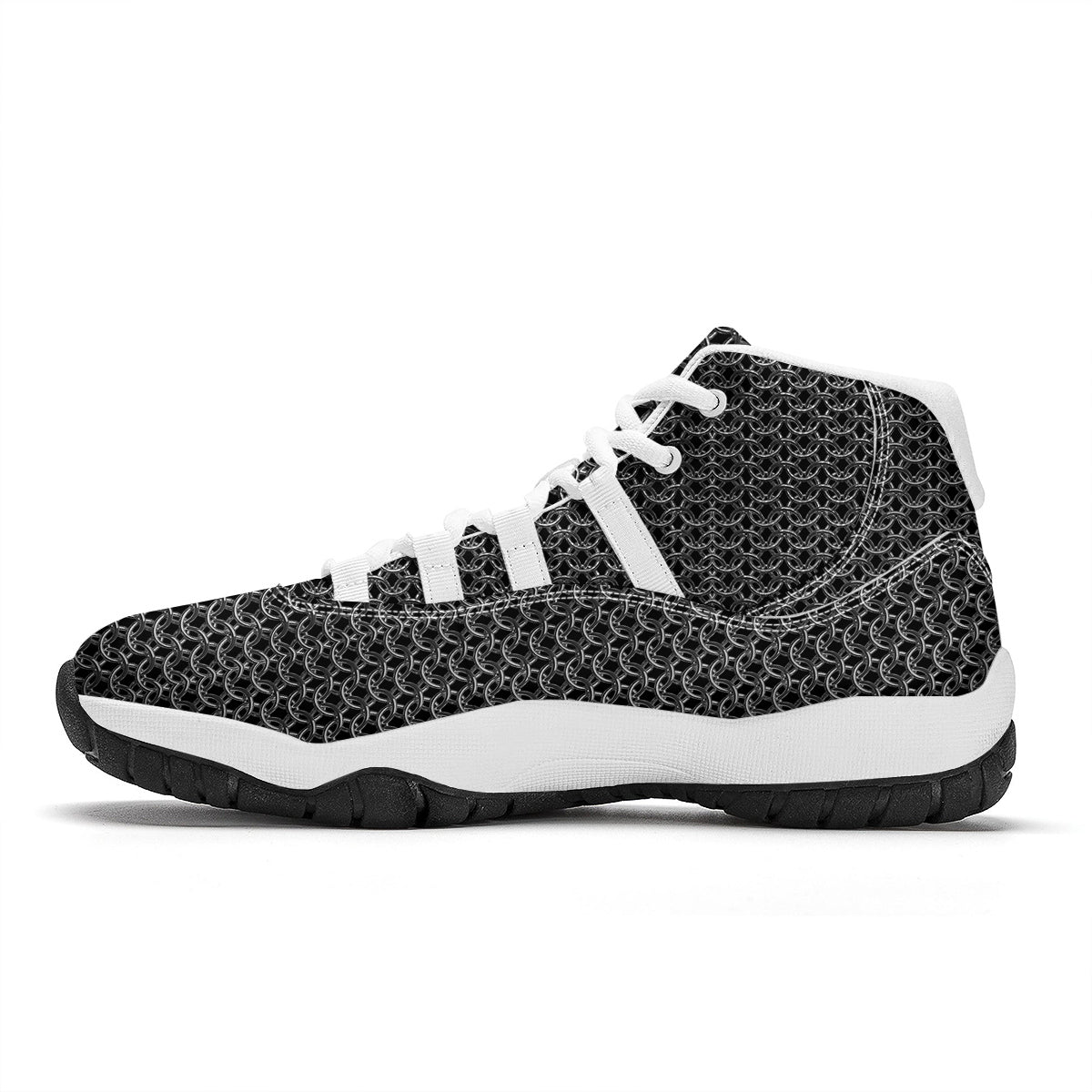 Chainmail Ring Print White Bball Shoes-grizzshop
