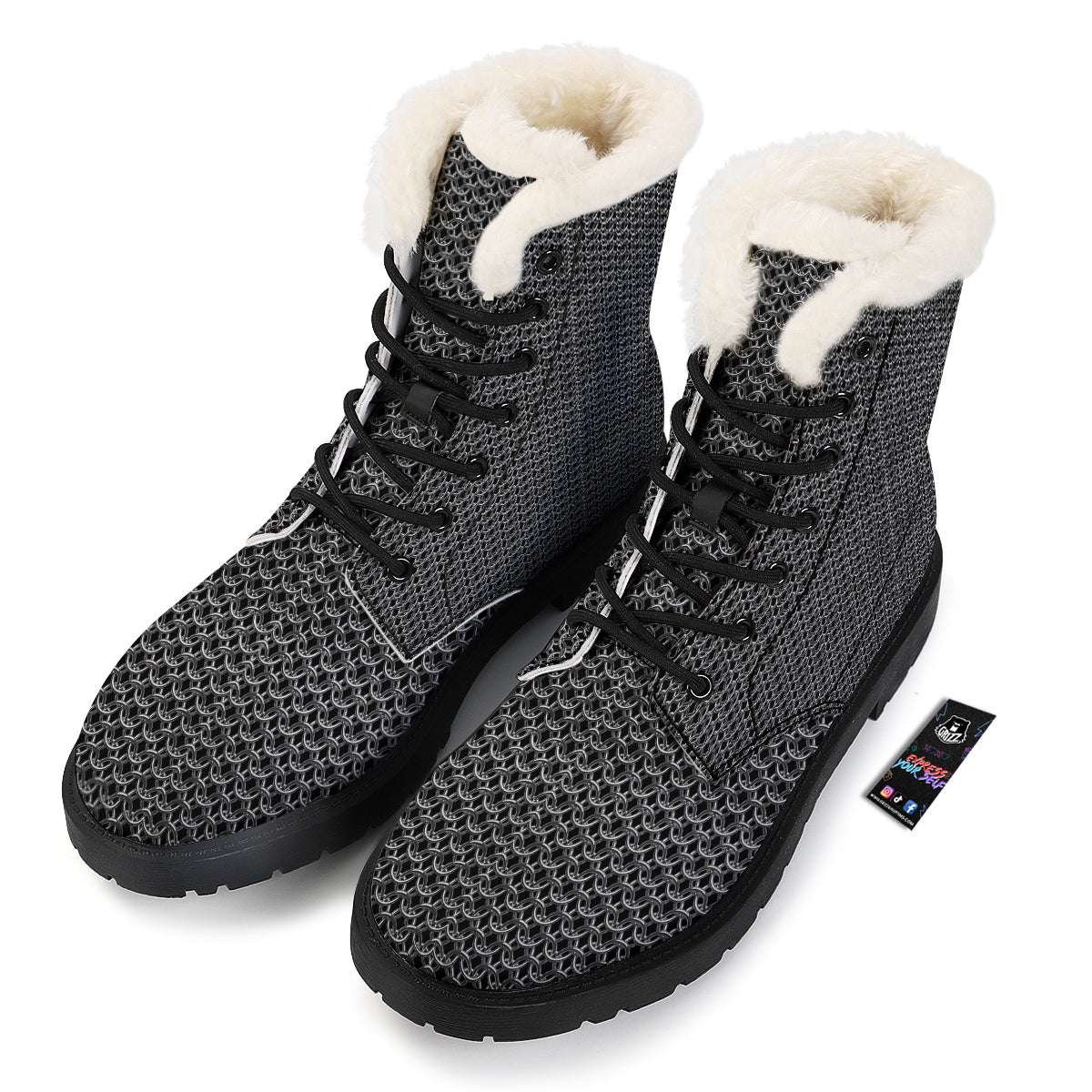 Chainmail Ring Print Winter Boots-grizzshop