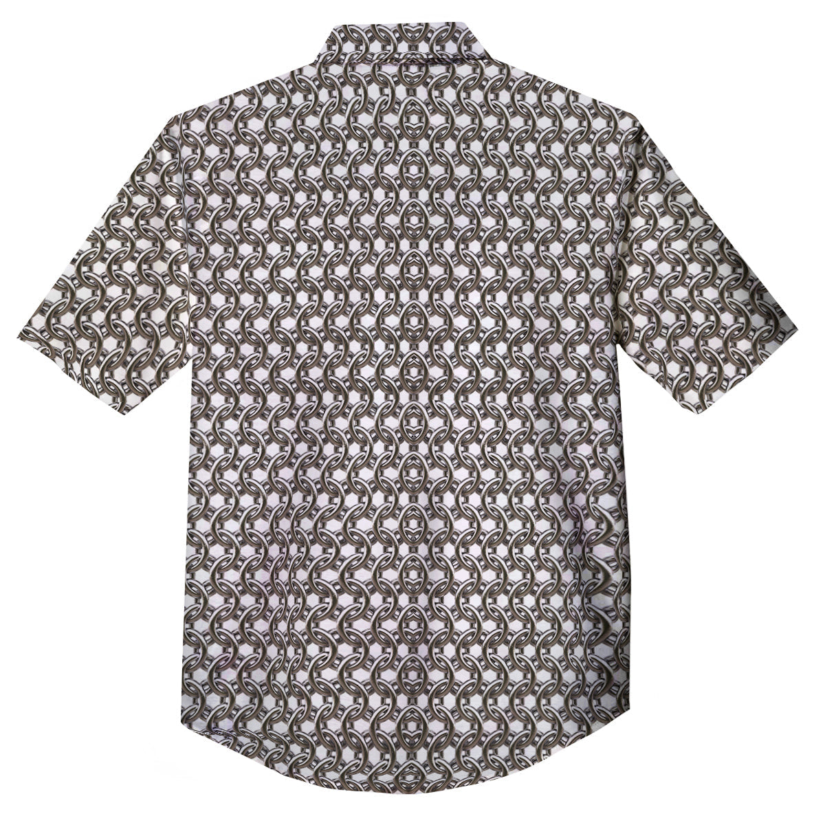 Chainmail Texture Print Button Up Shirt-grizzshop