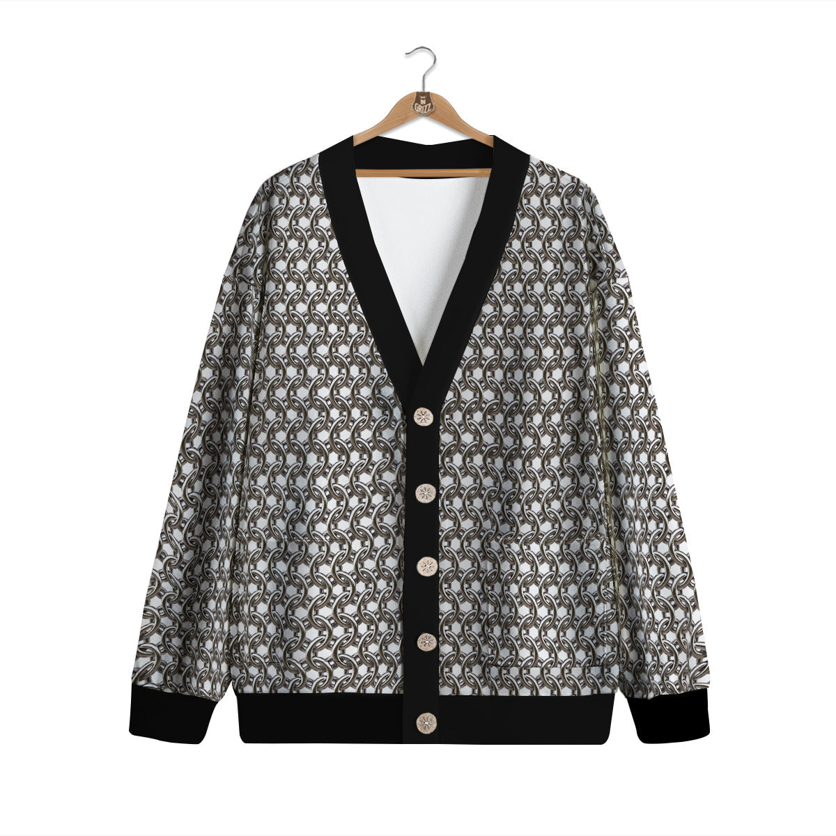 Chainmail Texture Print Cardigan-grizzshop