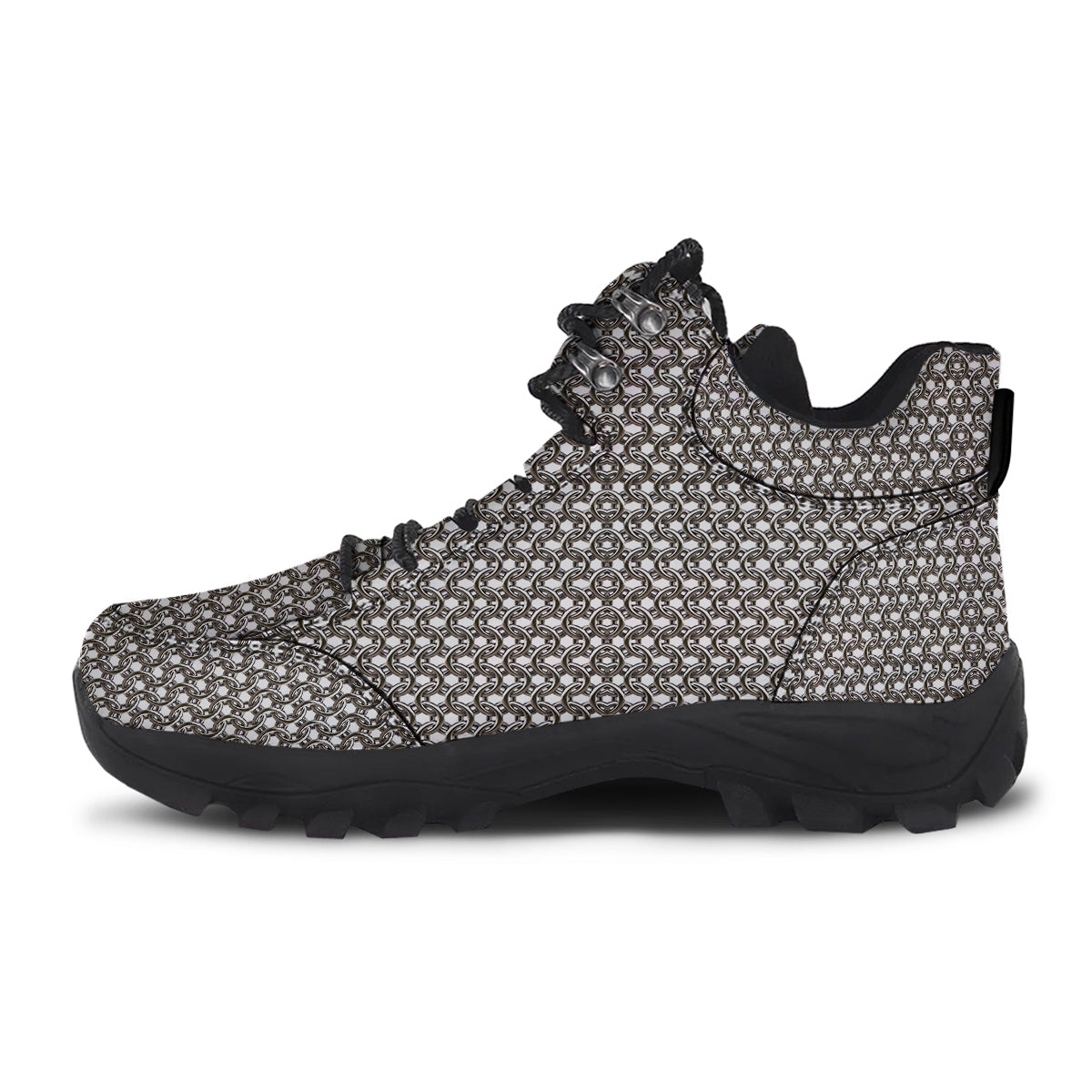 Chainmail Texture Print Hiking Shoes-grizzshop