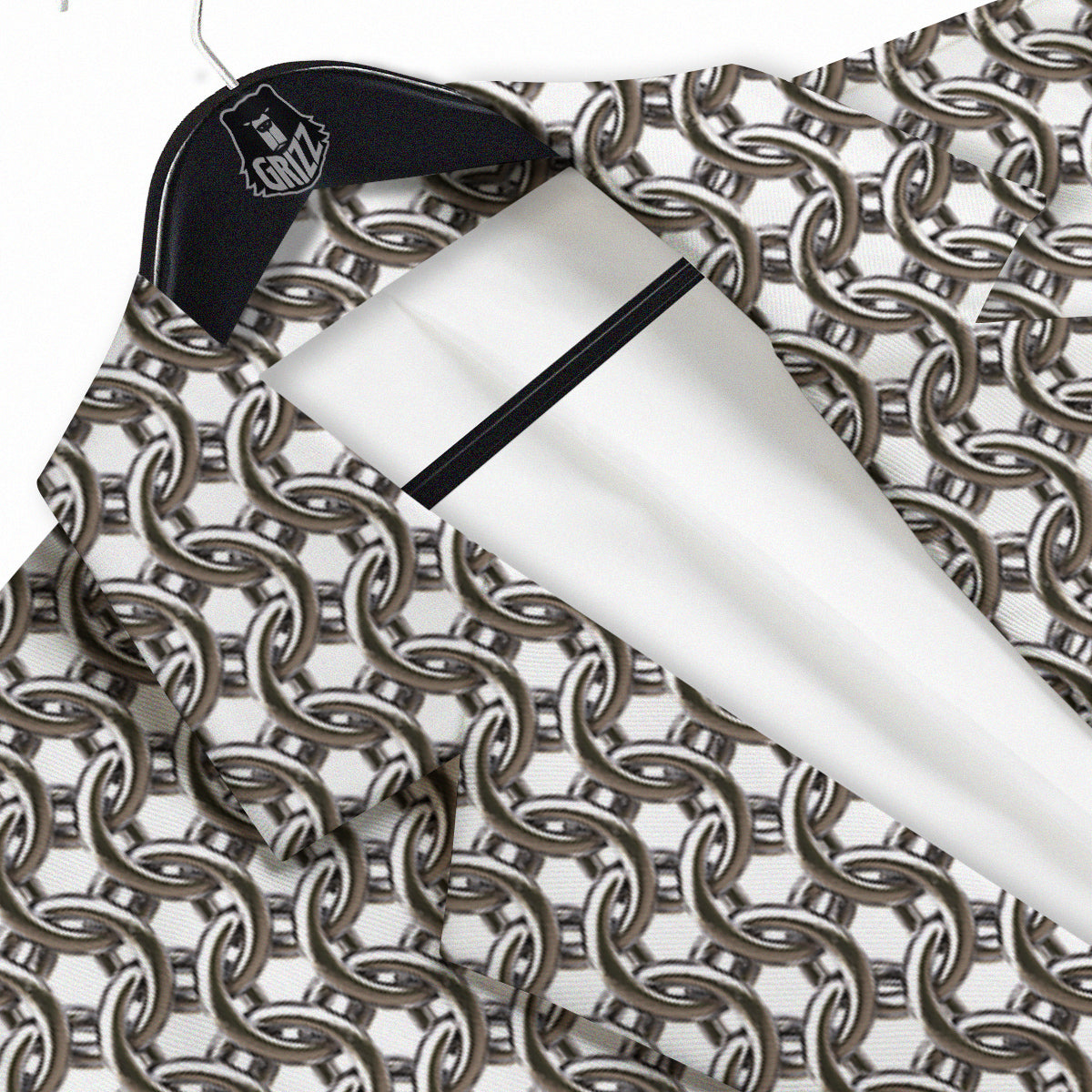 Chainmail Texture Print Men's Sport Coat-grizzshop