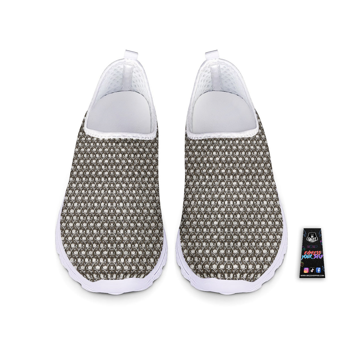 Chainmail Texture Print Nurse Shoes-grizzshop