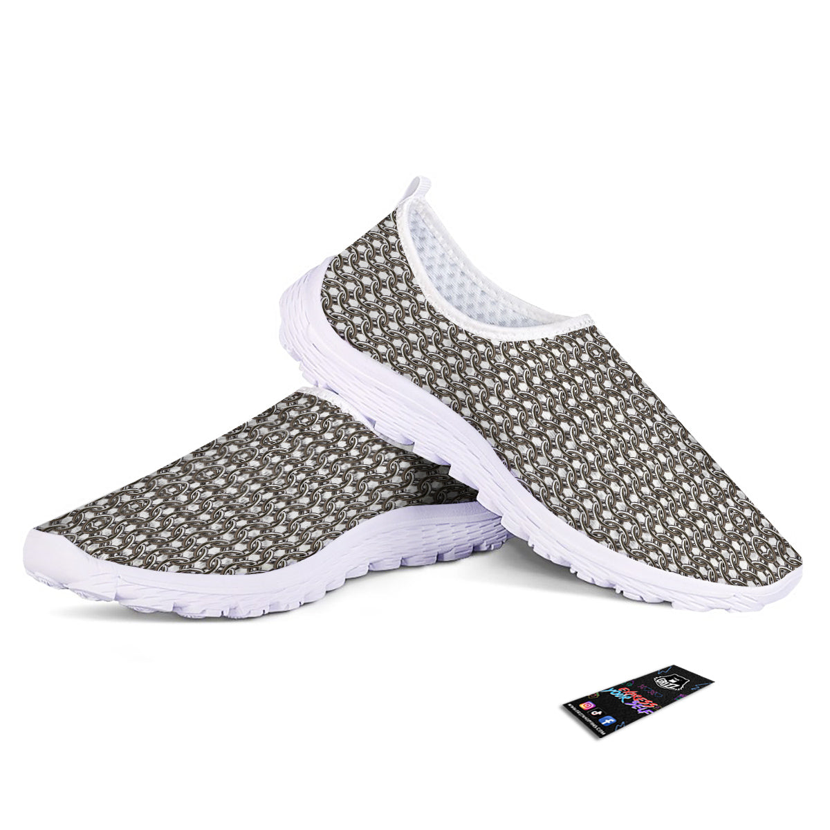 Chainmail Texture Print Nurse Shoes-grizzshop