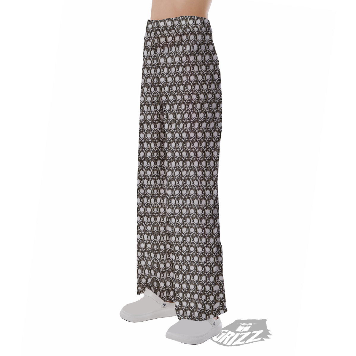 Chainmail Texture Print Pajama Pants-grizzshop