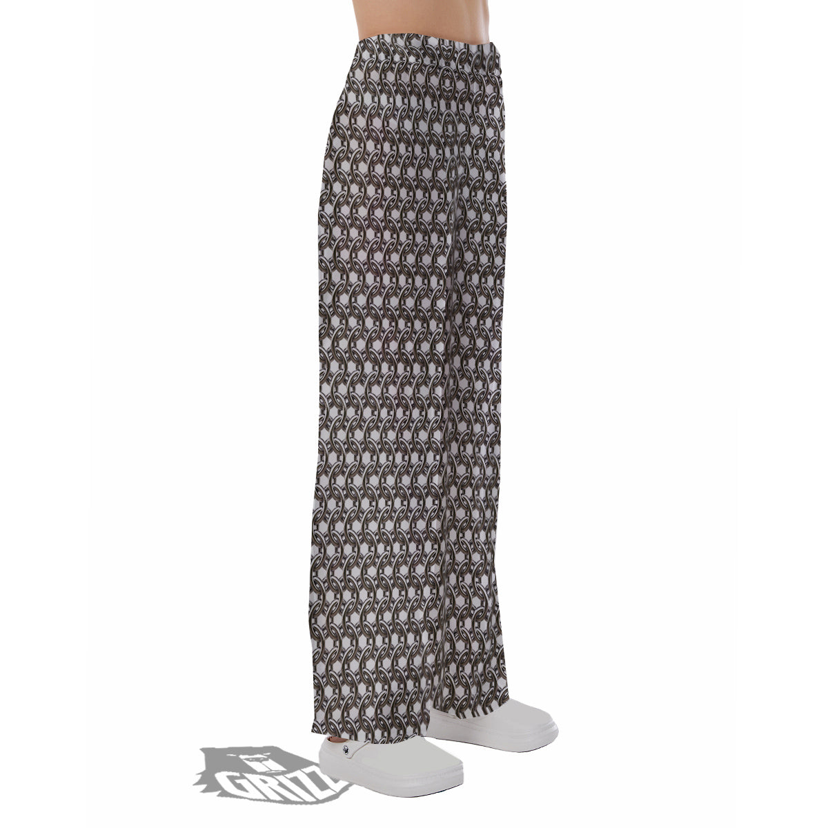 Chainmail Texture Print Pajama Pants-grizzshop