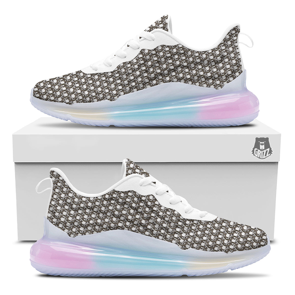 Chainmail Texture Print Running Sneakers-grizzshop