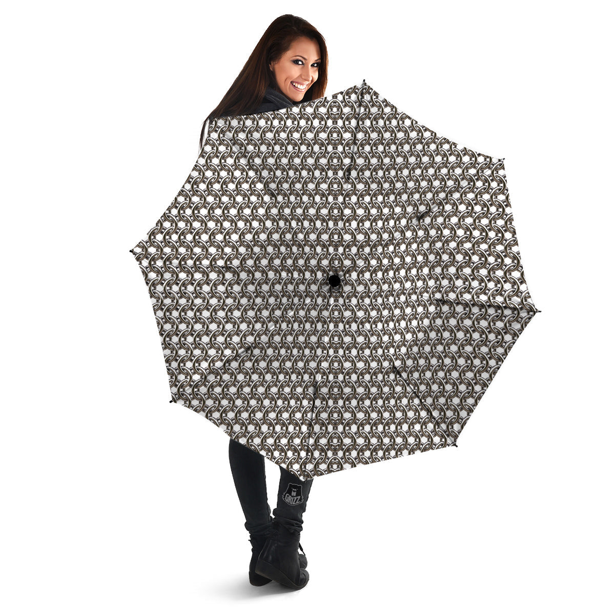 Chainmail Texture Print Umbrella-grizzshop