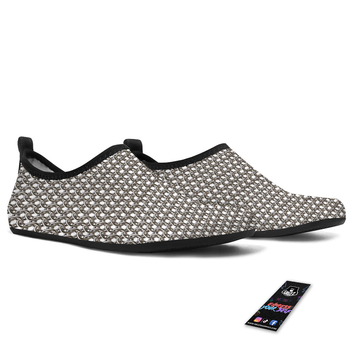 Chainmail Texture Print Water Shoes-grizzshop