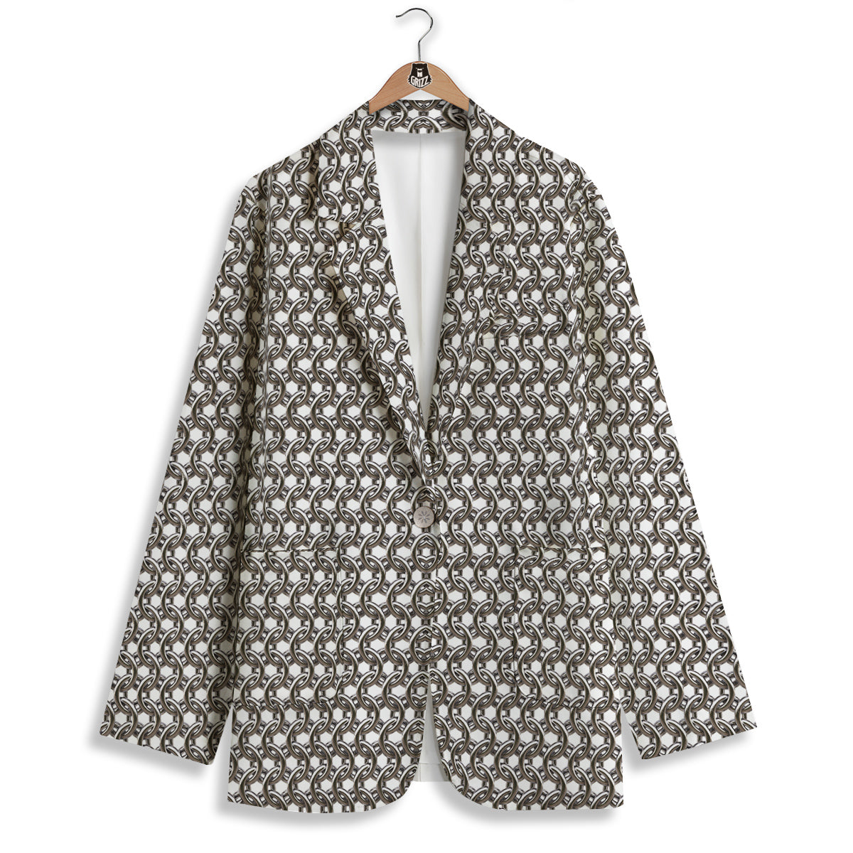 Chainmail Texture Print Women's Blazer-grizzshop