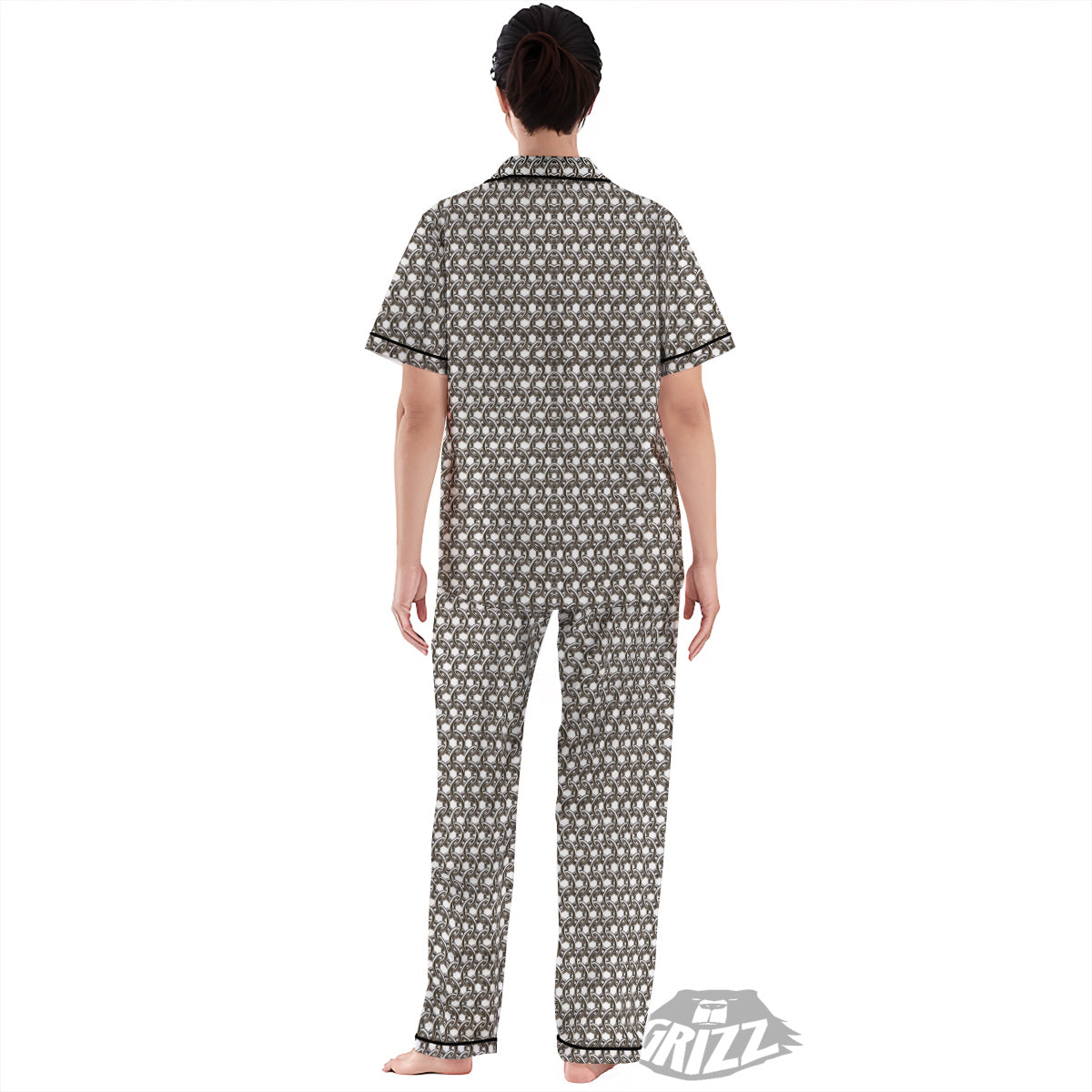 Chainmail Texture Print Women's Pajamas Set-grizzshop