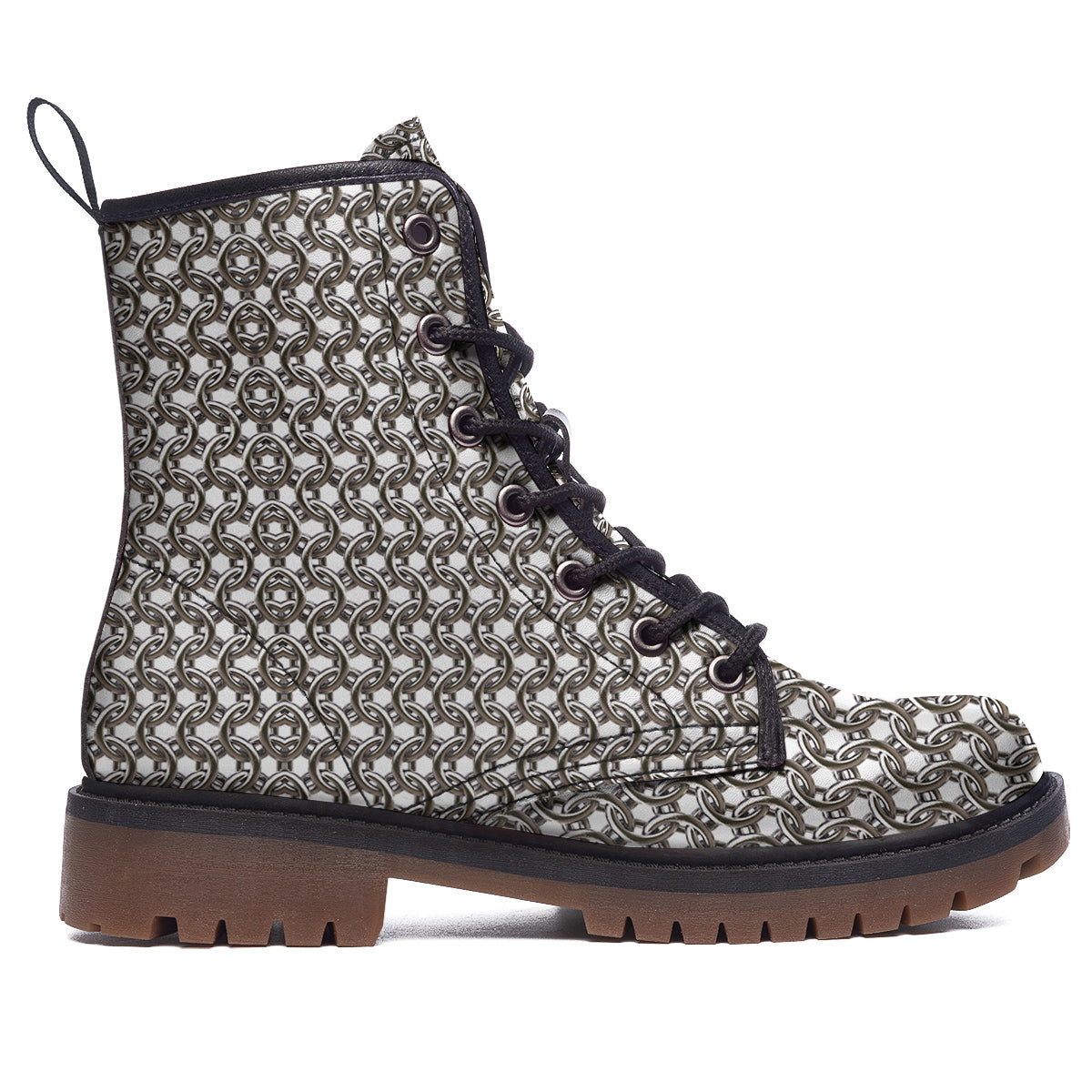 Chainmail Texture Print Work Boots-grizzshop