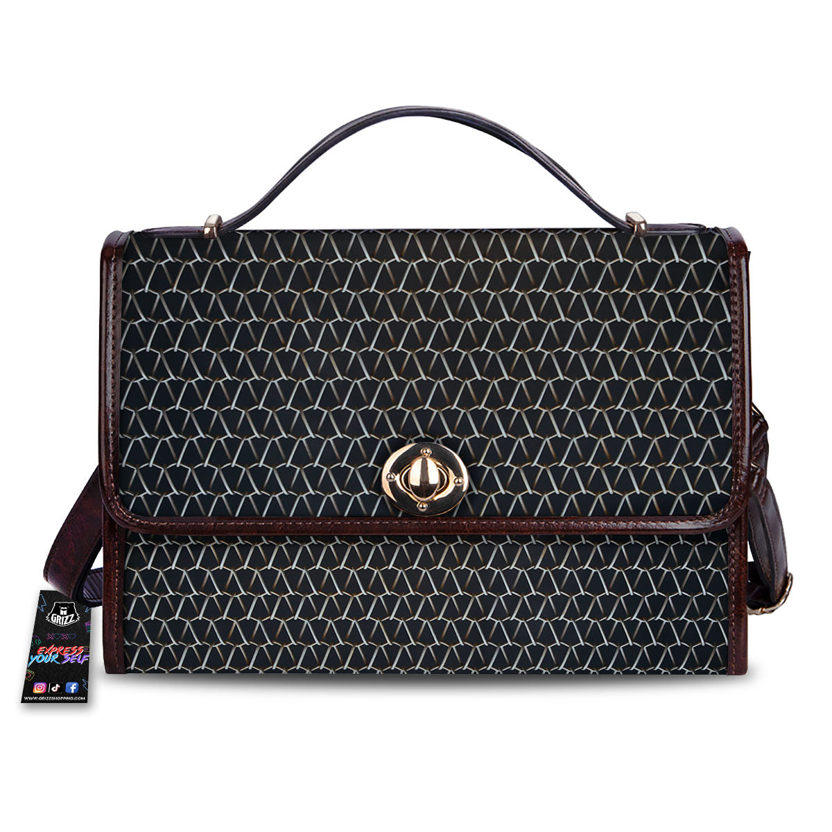 Chainmail Metal Print Pattern Women's Satchel Bag