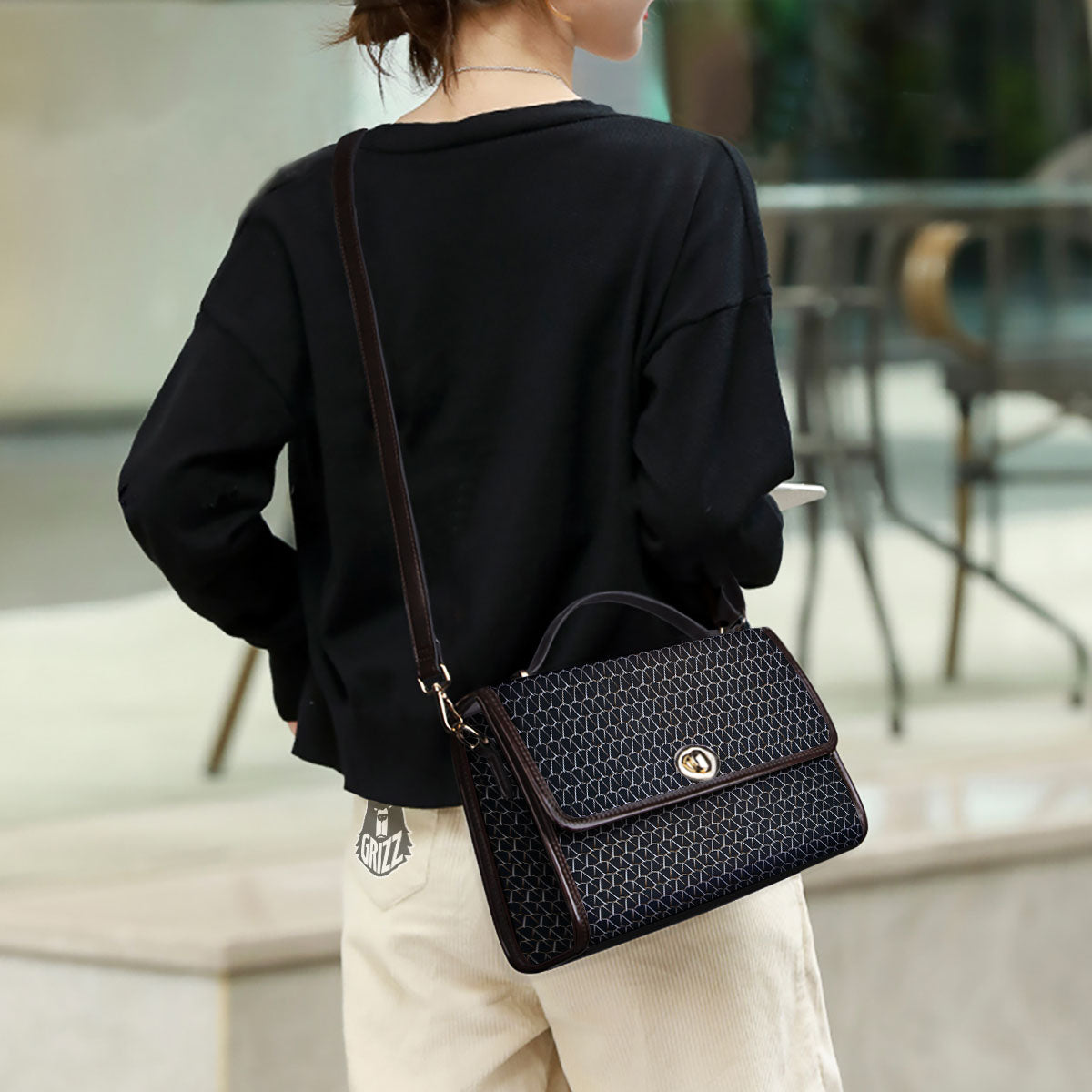 Chainmail Metal Print Pattern Women's Satchel Bag