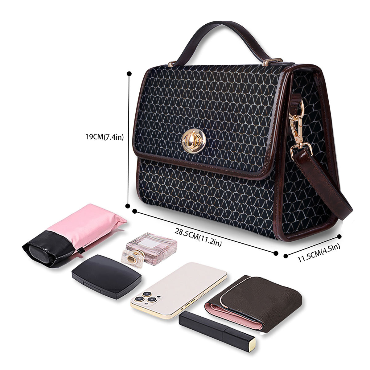 Chainmail Metal Print Pattern Women's Satchel Bag